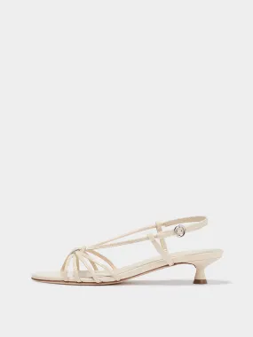 Rhonda Leather Kitten-Heel Sandals Luxury Heels for Office Durable Sole