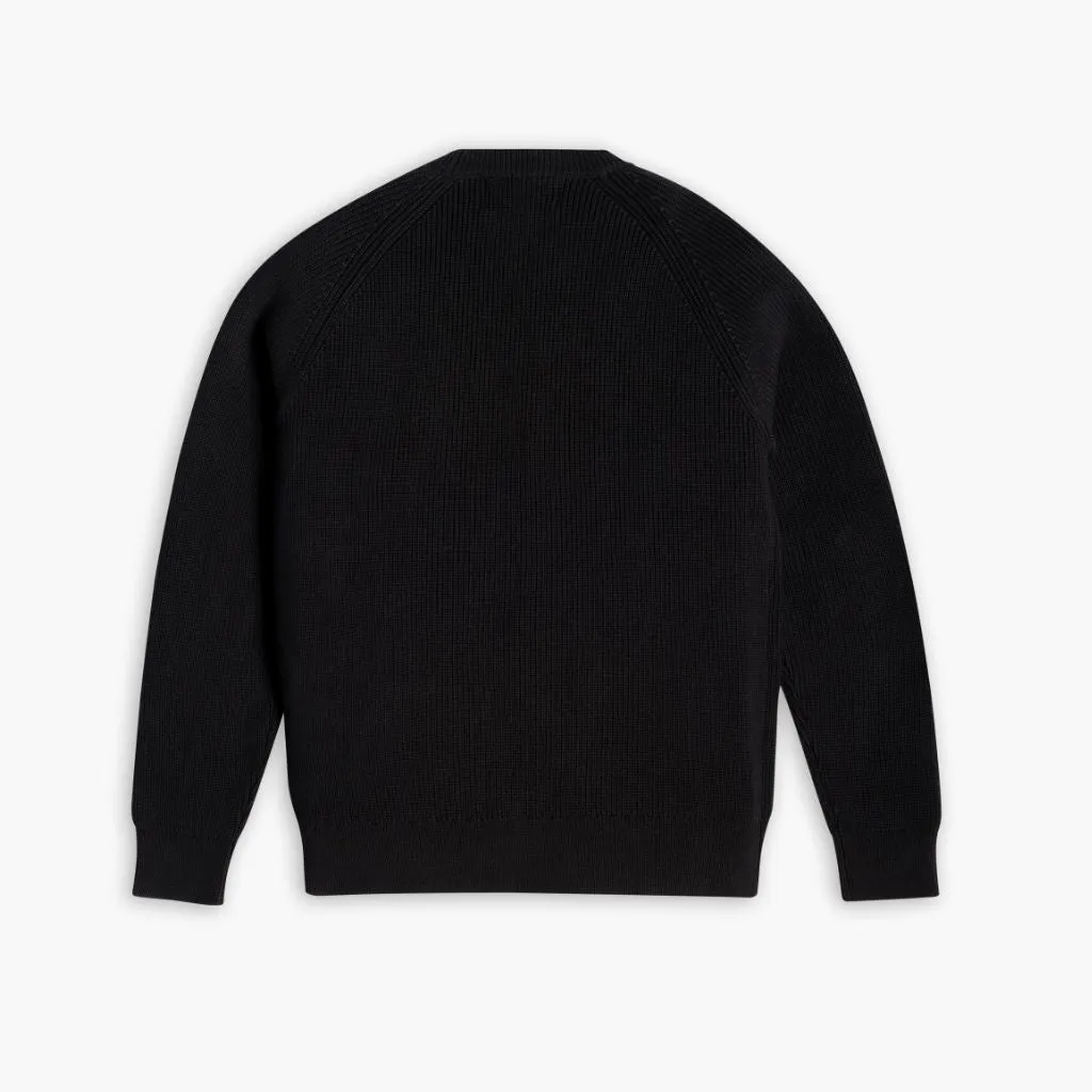 All Purpose Weave Design Ombre look Ribbed Crewneck | Black