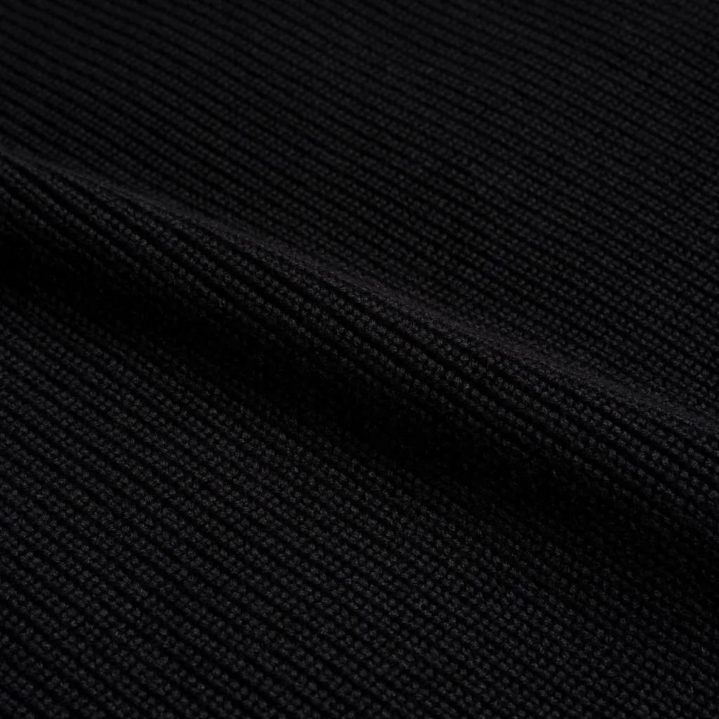 Ribbed Crewneck | Black Bold Statement