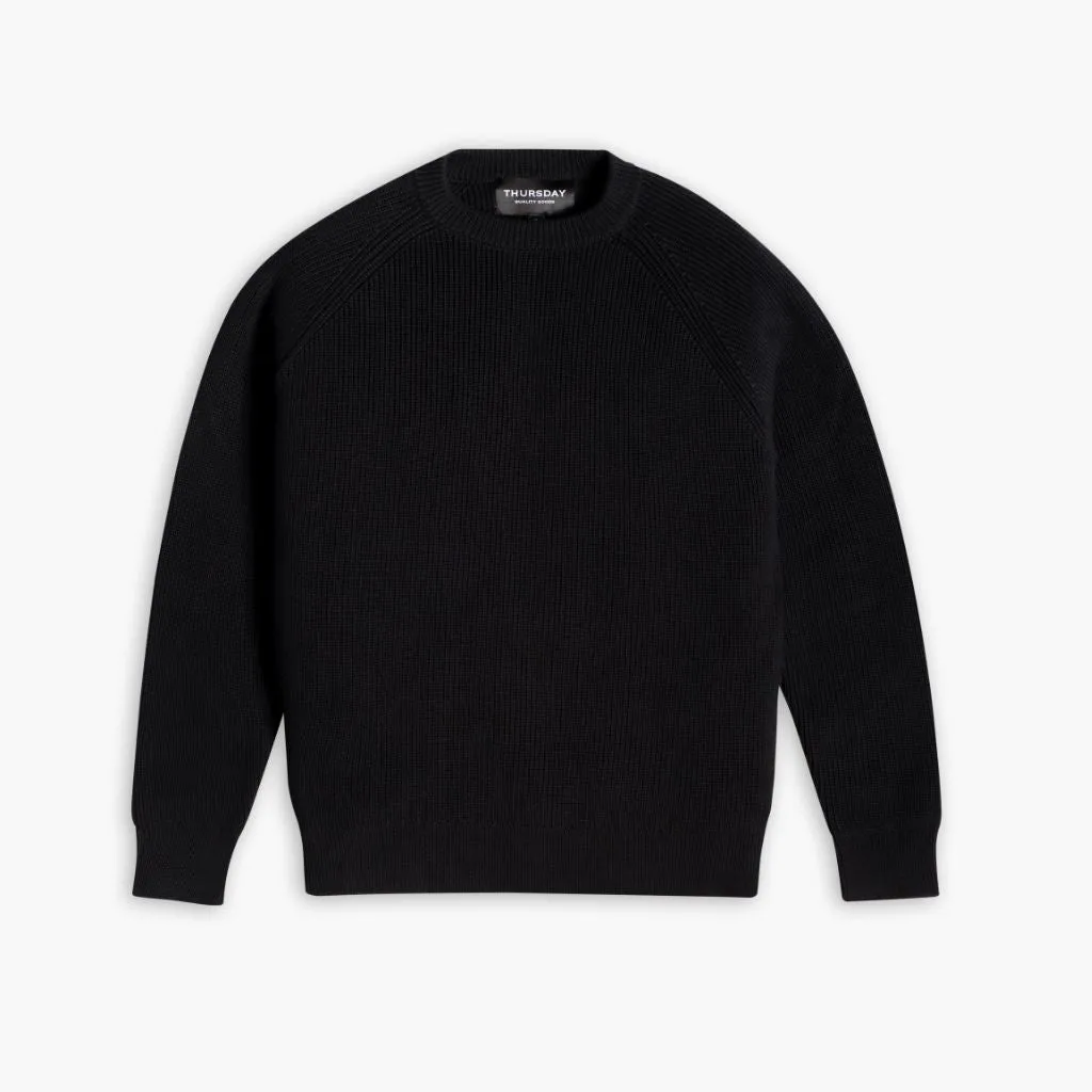 Cozy Option Ribbed Crewneck | Black