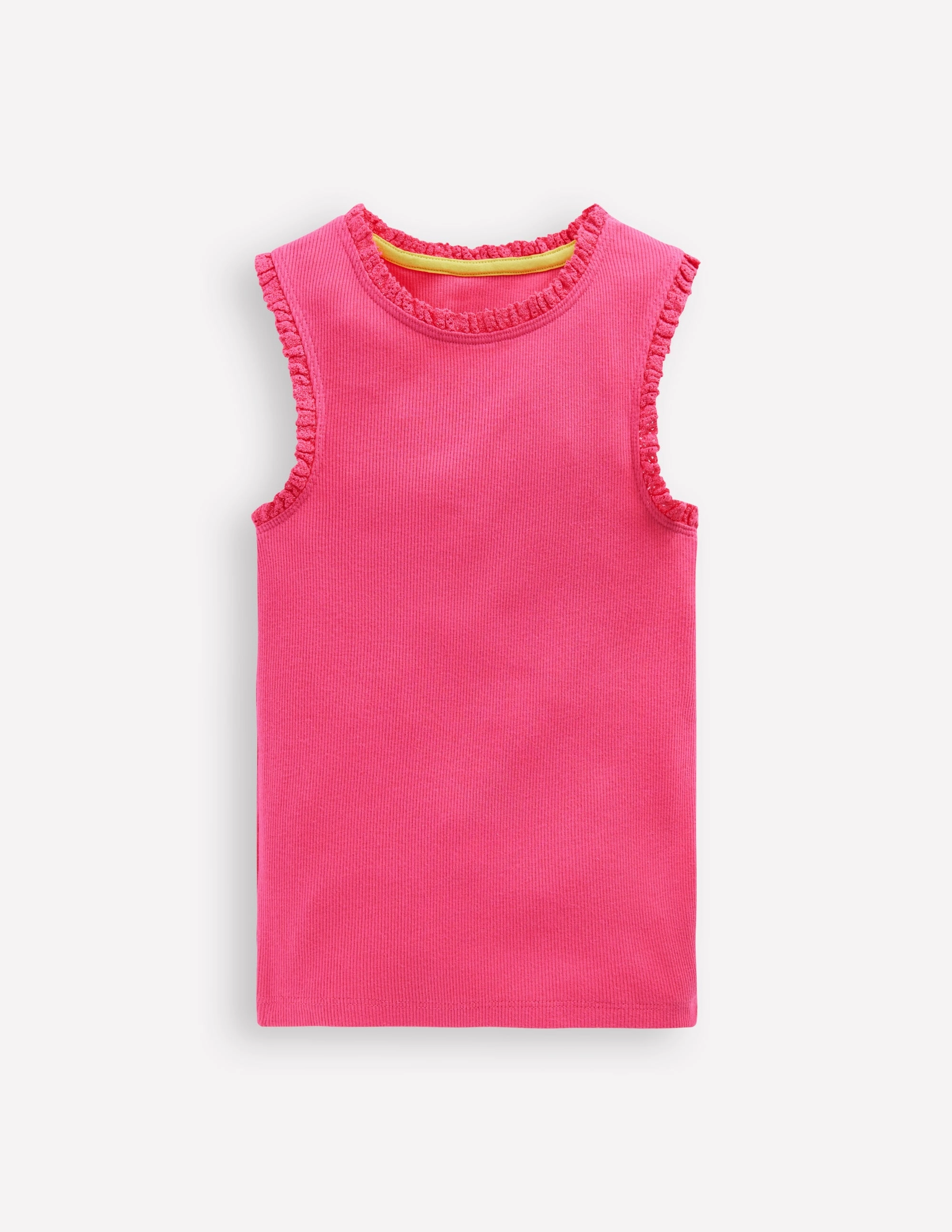 Ribbed Lace Trim Vest-Flamingo Pink High Durability Weave