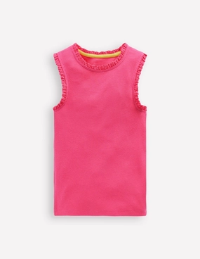 Ribbed Lace Trim Vest-Flamingo Pink High Durability Weave