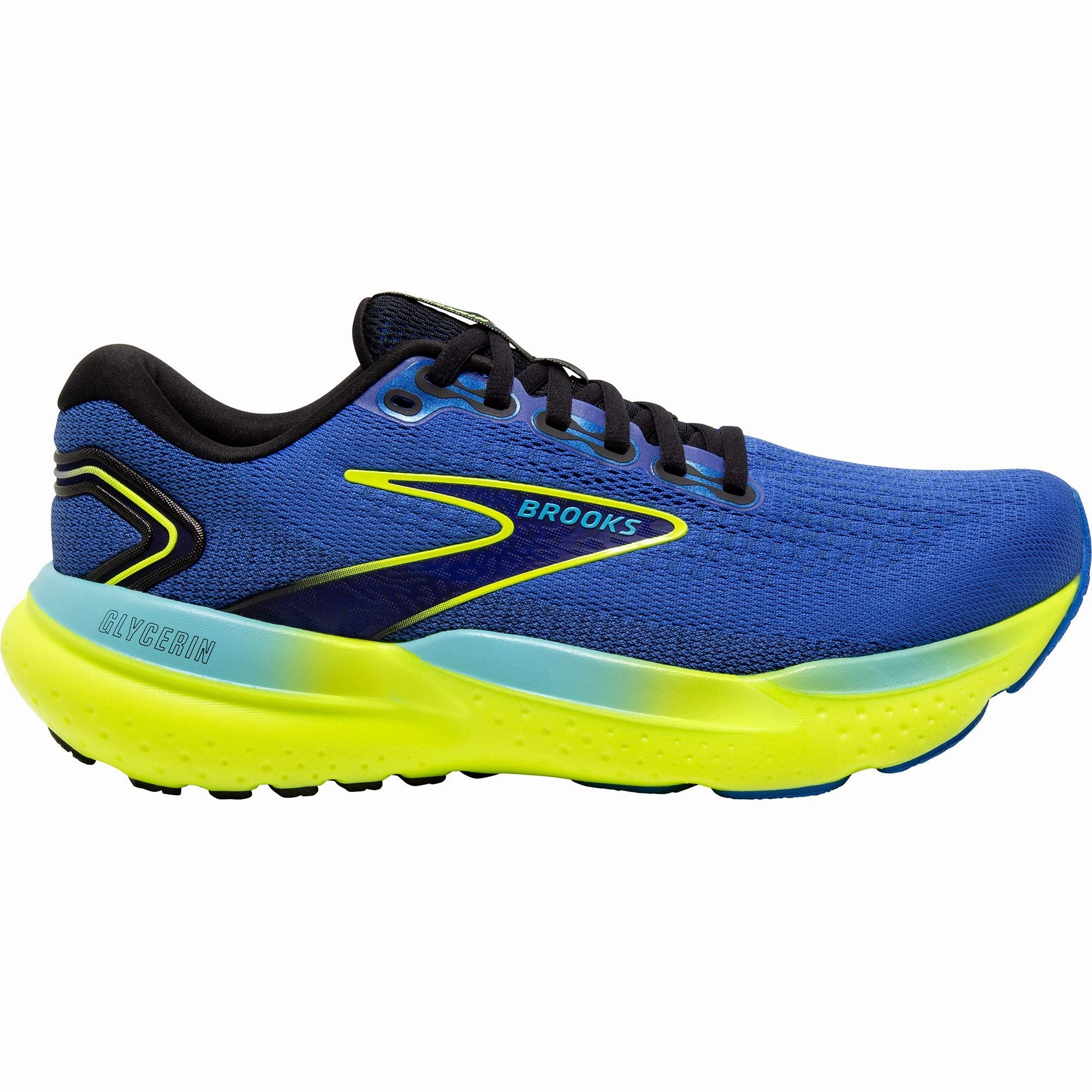 running in a softball field area shoes Supportive Midsole Arch Brooks Glycerin 21 Mens Running Shoes - Blue