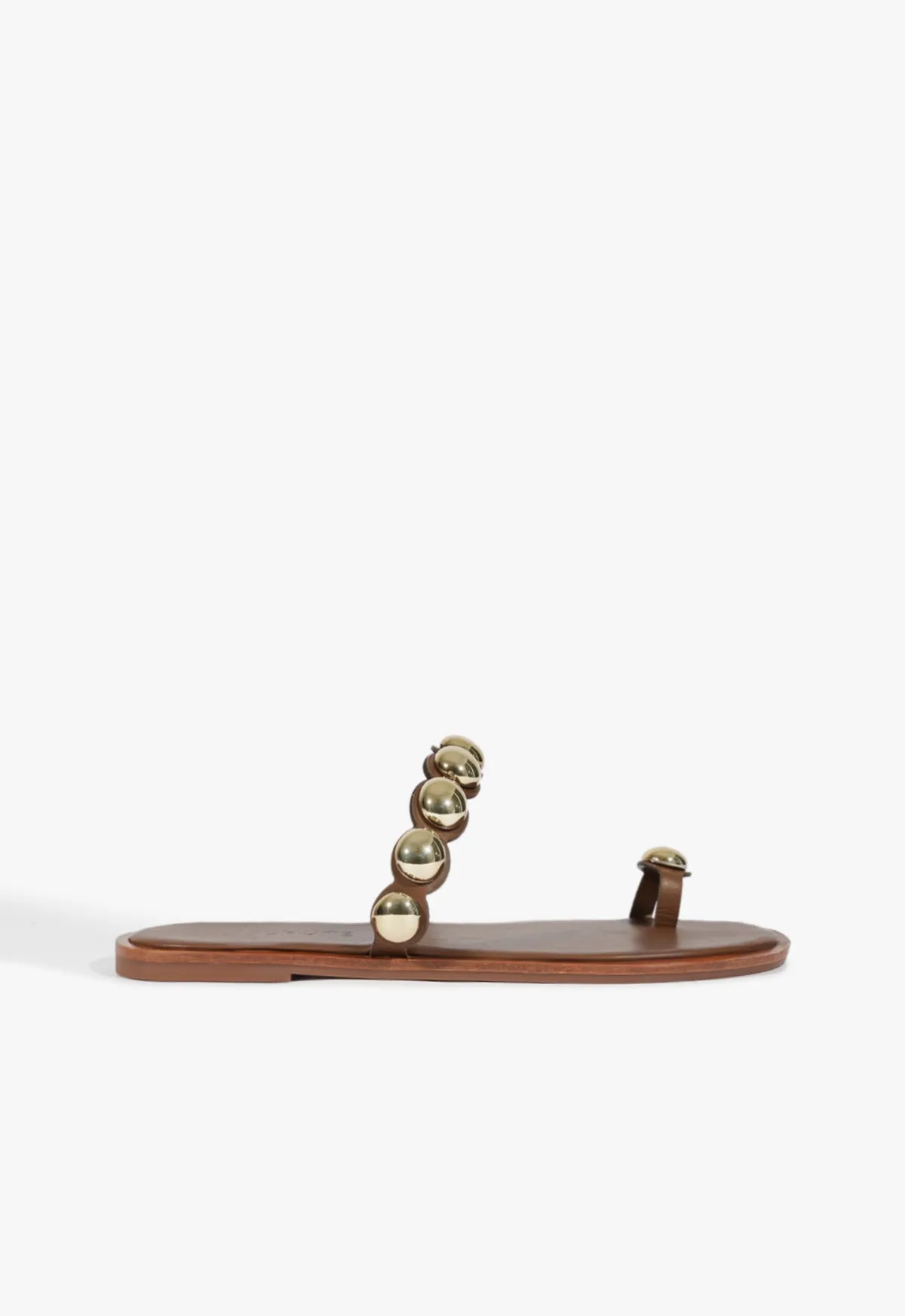 Romy Brown Leather Flat Sandal Quality Design