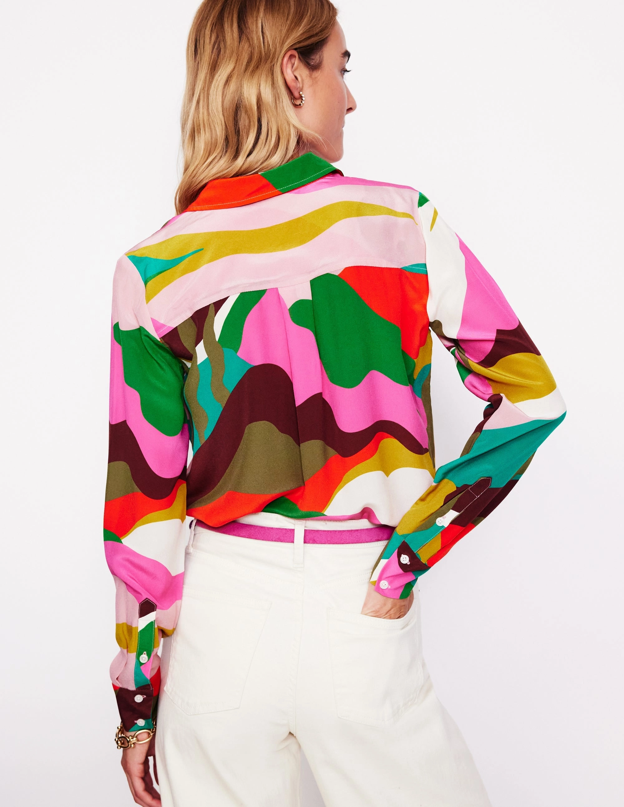 Active Design Wear Ultra Soft Blend Sienna Silk Shirt-Multi, Scenic Fall