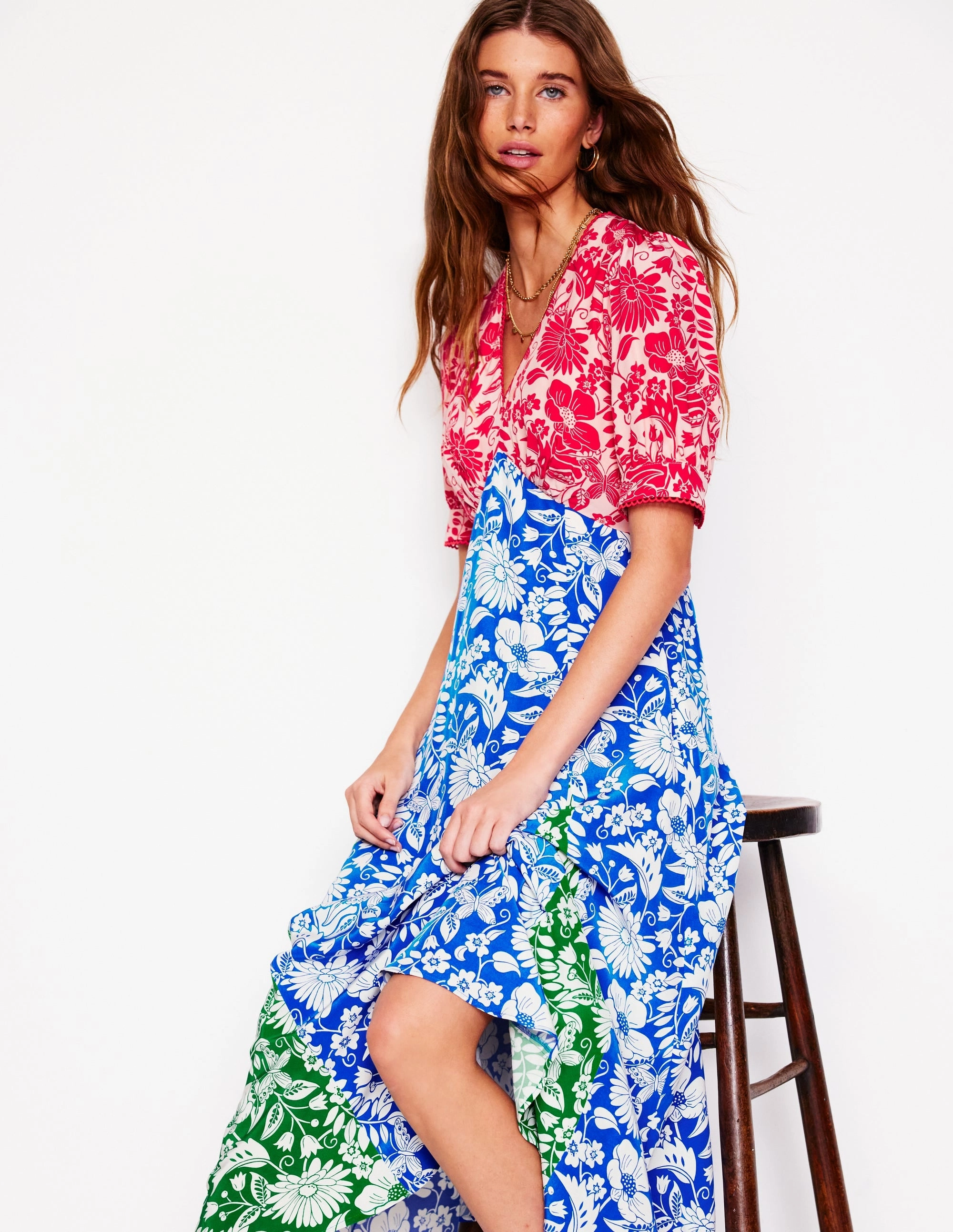 Rosie Godet Tea Dress-Multi, Wildflower Trail Tailored Wear