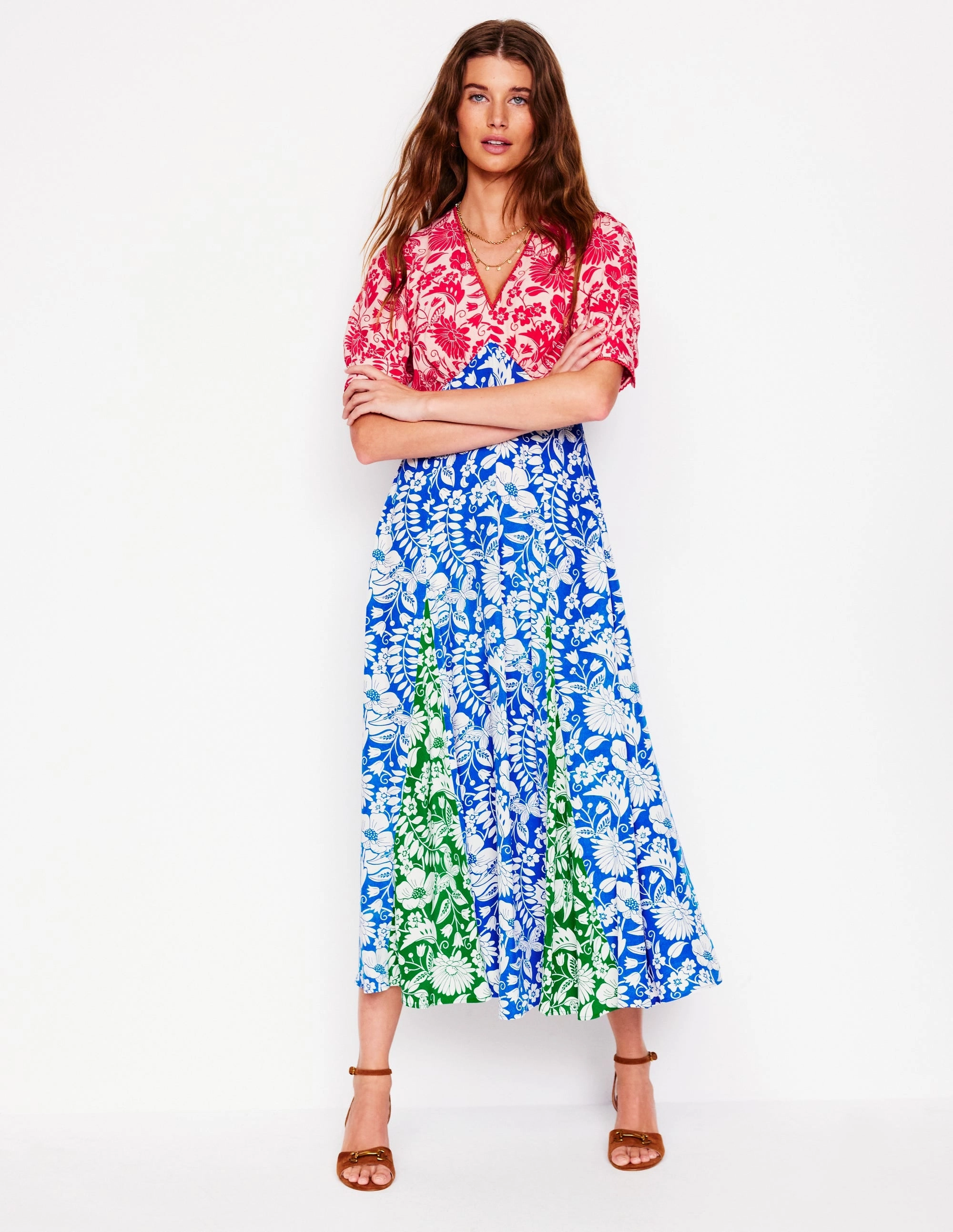 Relaxed-fit maxi dress Rosie Godet Tea Dress-Multi, Wildflower Trail