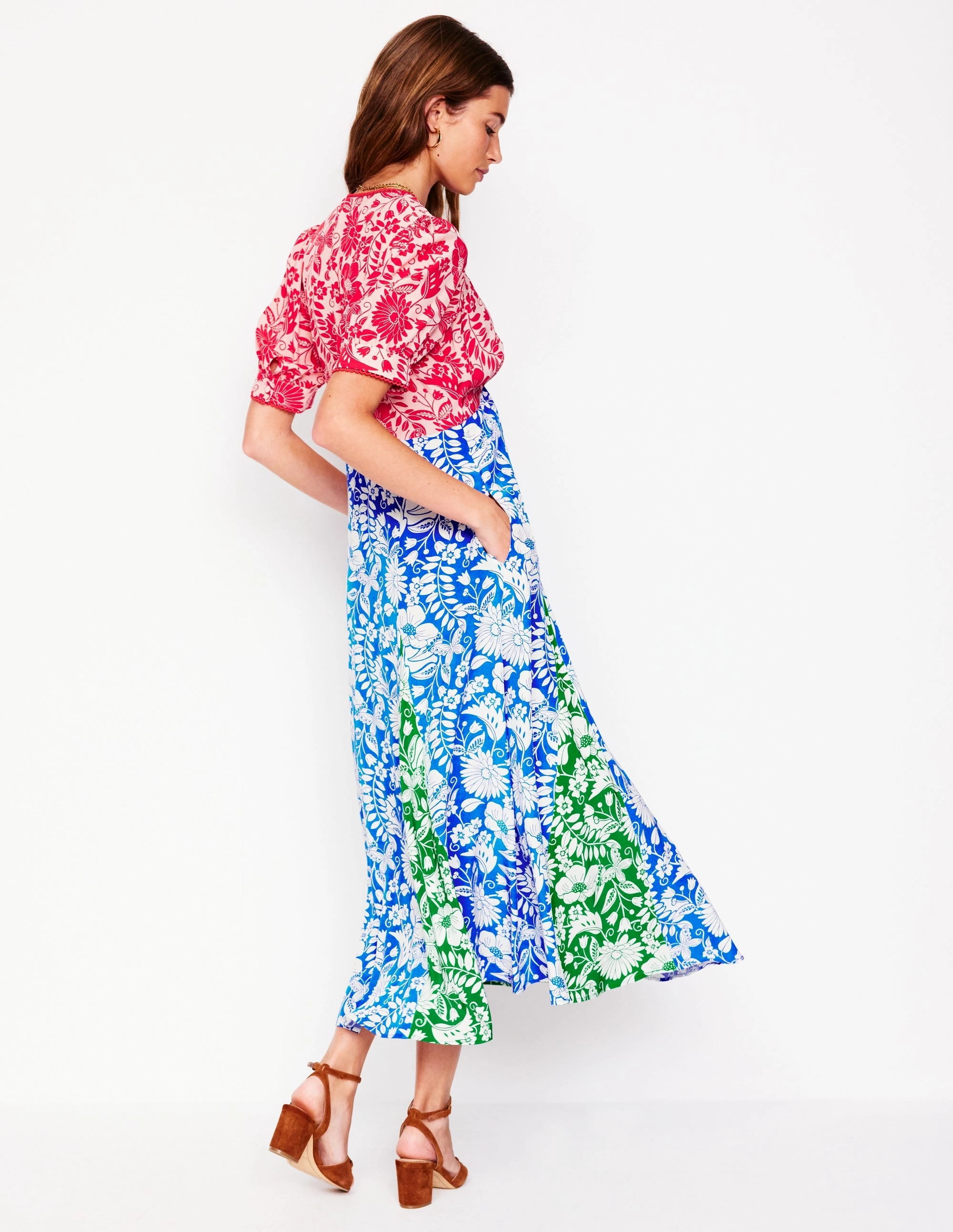 Refined Vibe Rosie Godet Tea Dress-Multi, Wildflower Trail