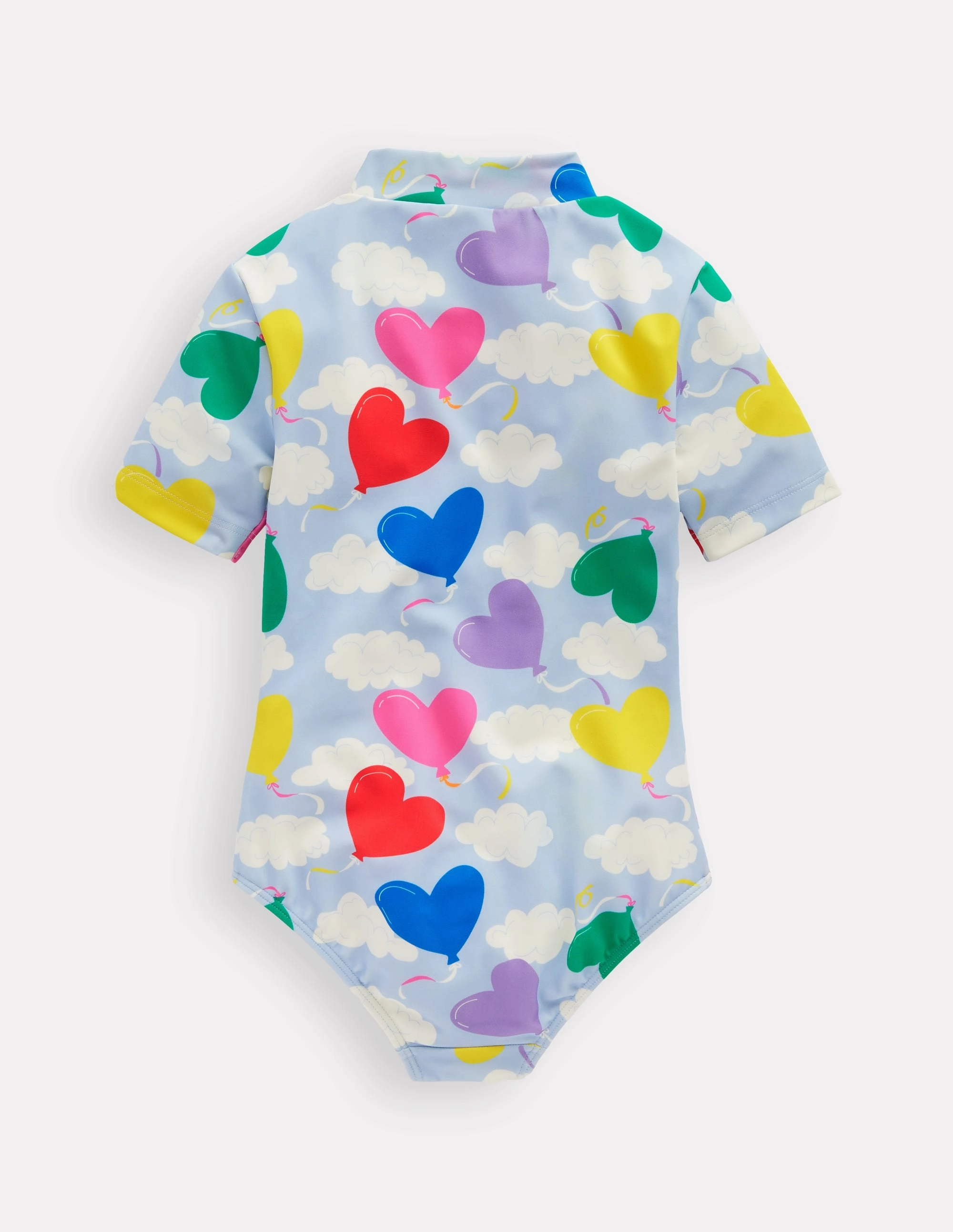 adult style Short-sleeved Swimsuit-Misty Blue Balloon Sky