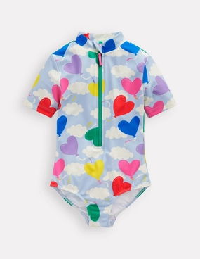 Short-sleeved Swimsuit-Misty Blue Balloon Sky High Elasticity Active-Lifestyle