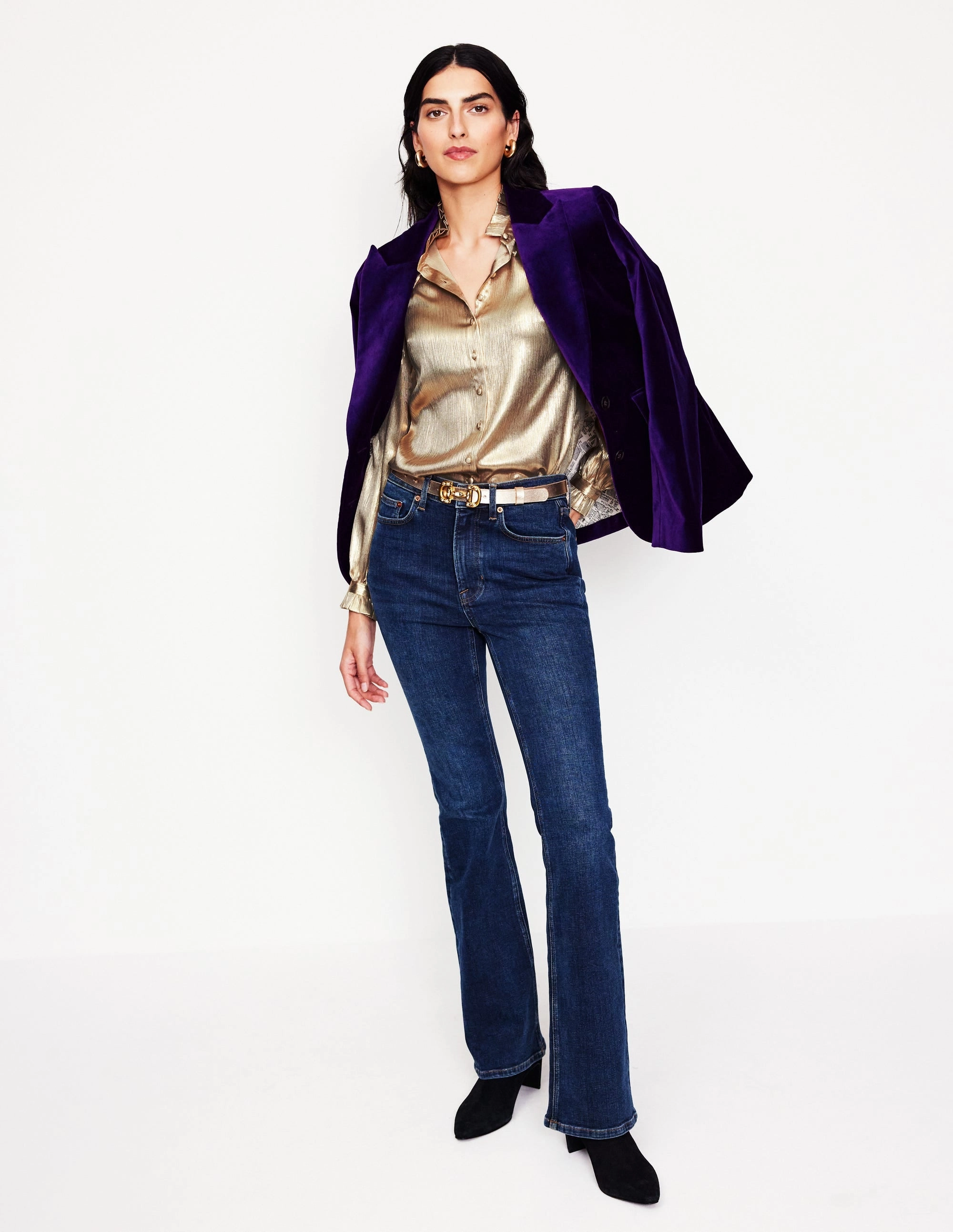 QuickDry Material Ruffle Collar Party Blouse-Gold