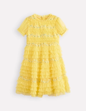 Ruffle Tulle Dress-Butter Yellow Timeless Style Wear Elegant Fit