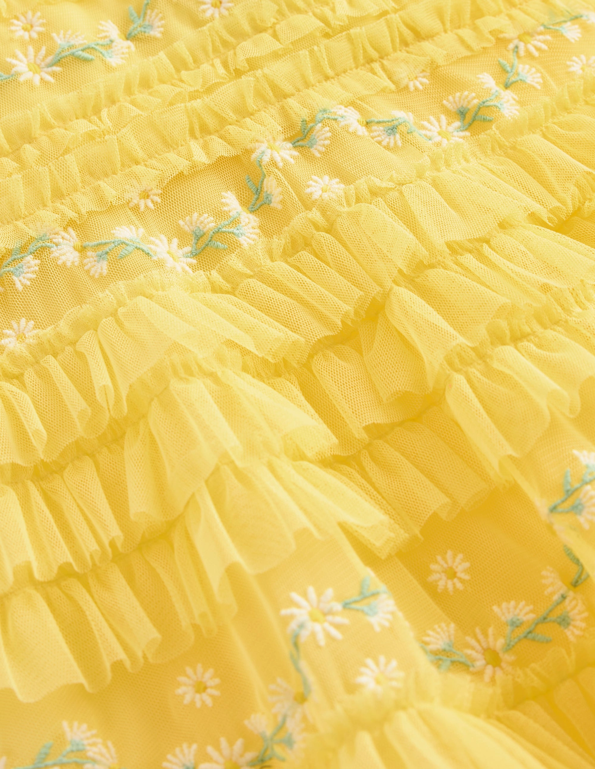 High low hem Ruffle Tulle Dress-Butter Yellow
