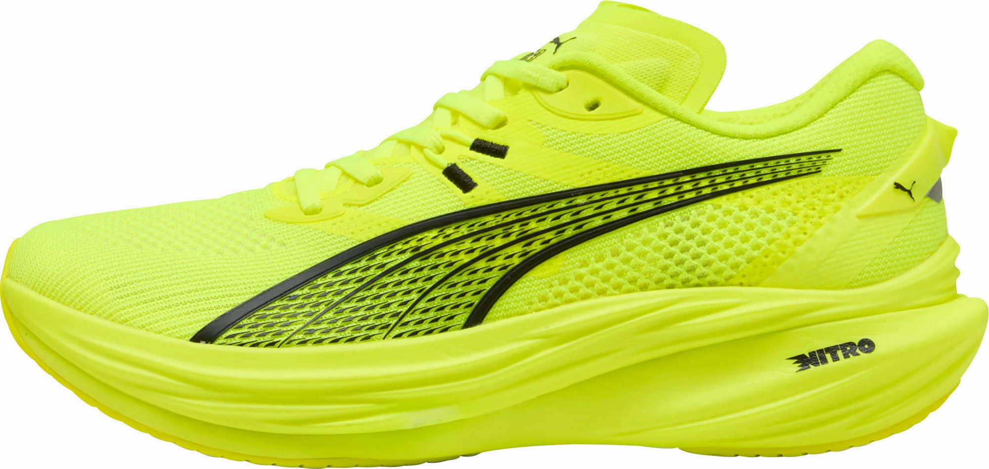 Puma Deviate Nitro 3 Mens Running Shoes - Yellow Dual Density Collar Padding Secure - fit