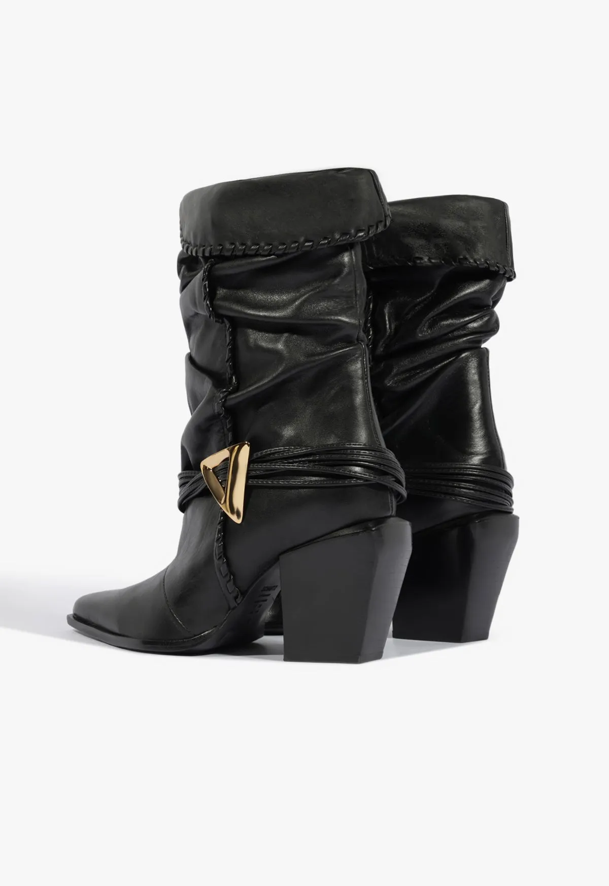 Sable Leather Bootie Ankle Strap Shoes