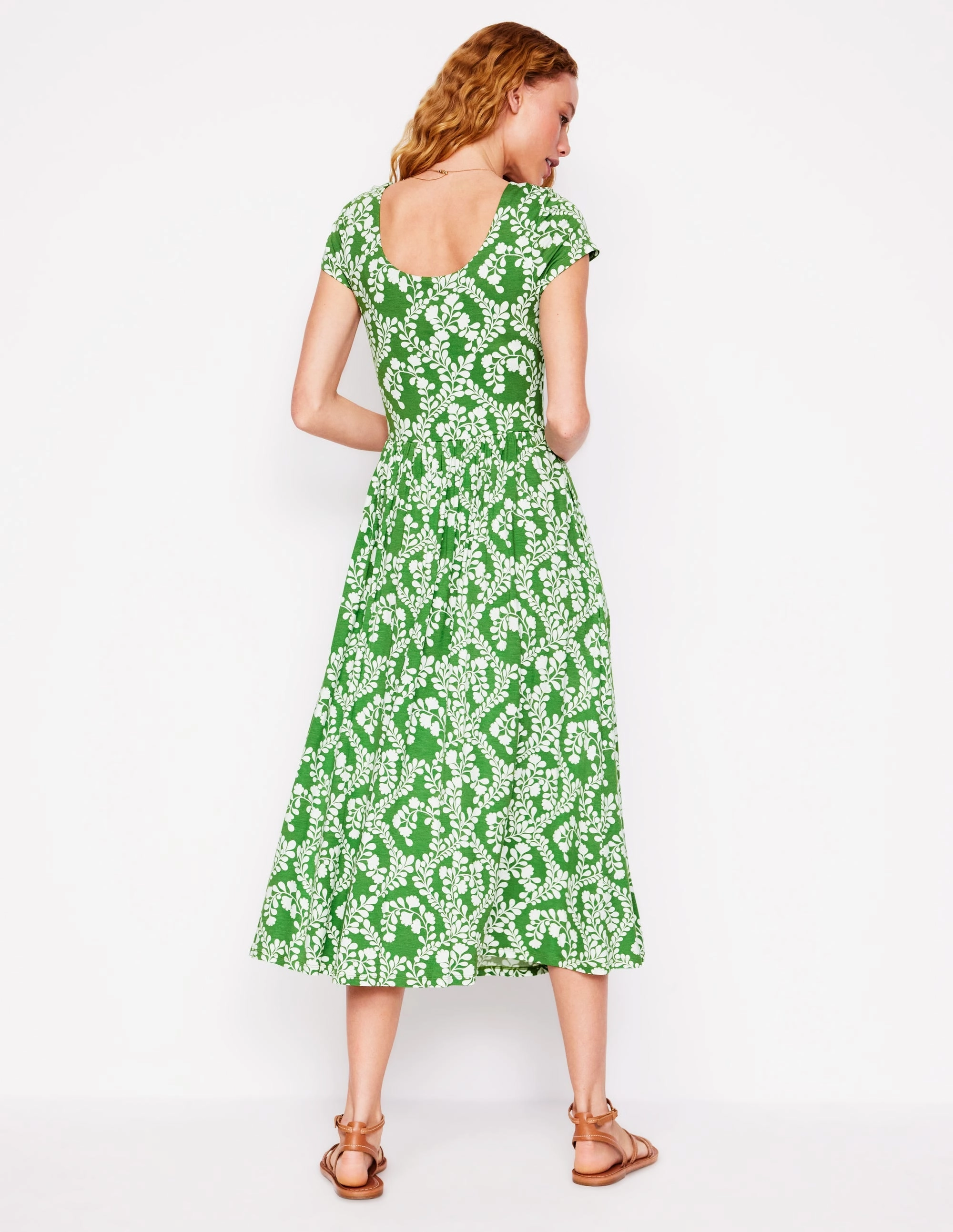 Calm Shine Samantha Scoop Jersey Dress-Paradise Green, Vine