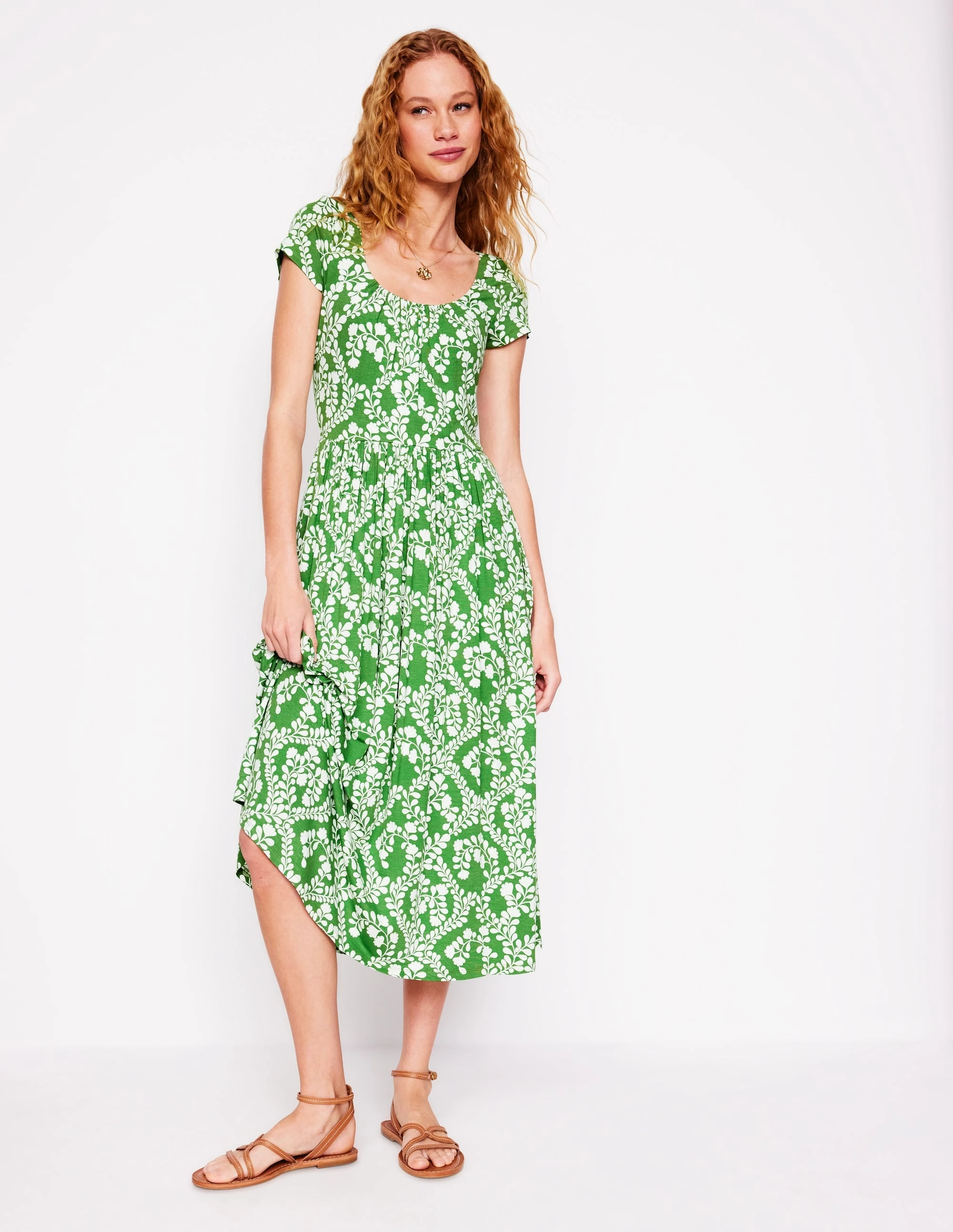 Minimalist-Trend Samantha Scoop Jersey Dress-Paradise Green, Vine