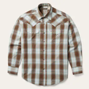 Sand Ombre Plaid Western Shirt Checkered Print Seasonal Fashion