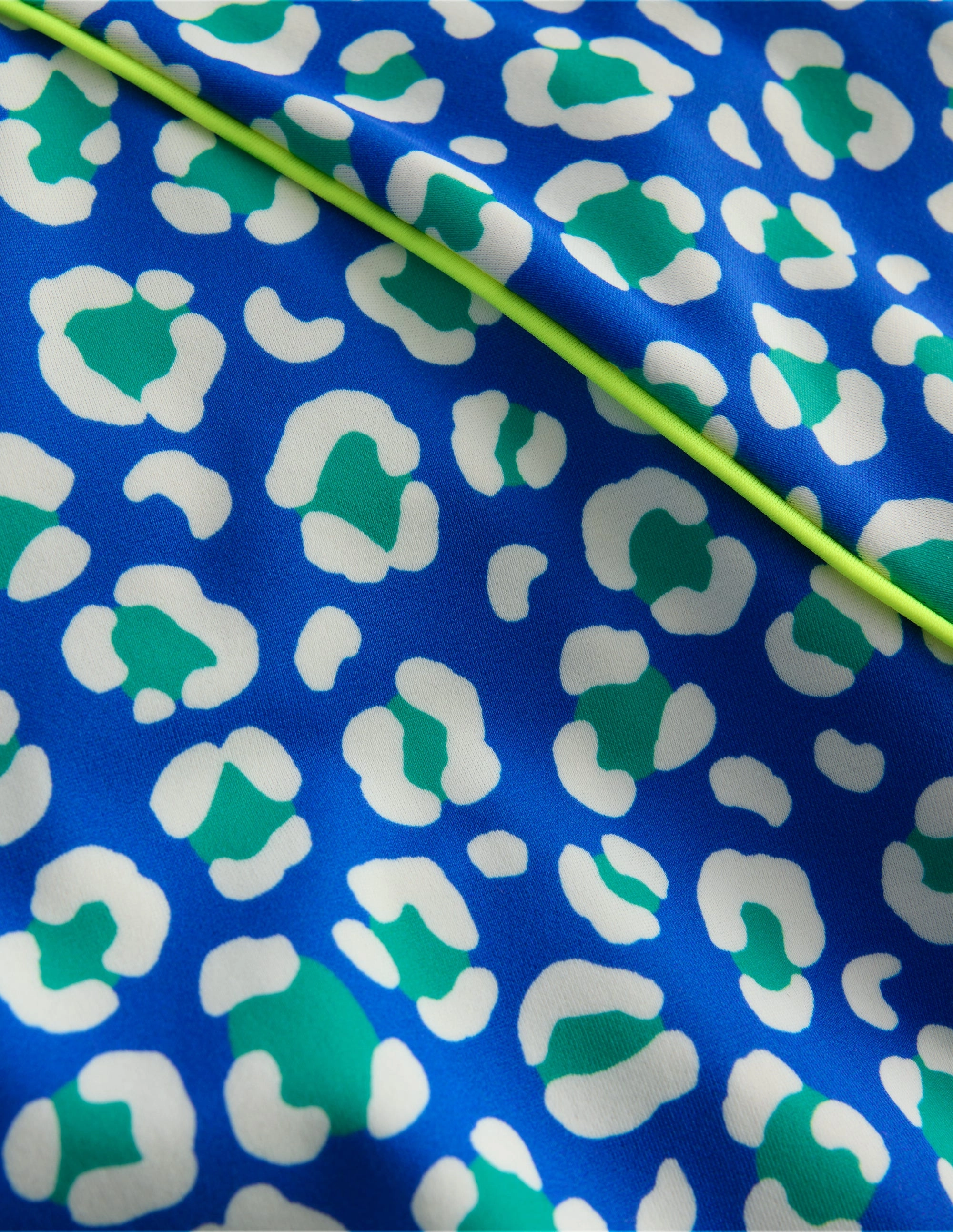 Anti Pilling Surface adult style Sun Safe Patterned Rash Vest-Aquamarine Leopard