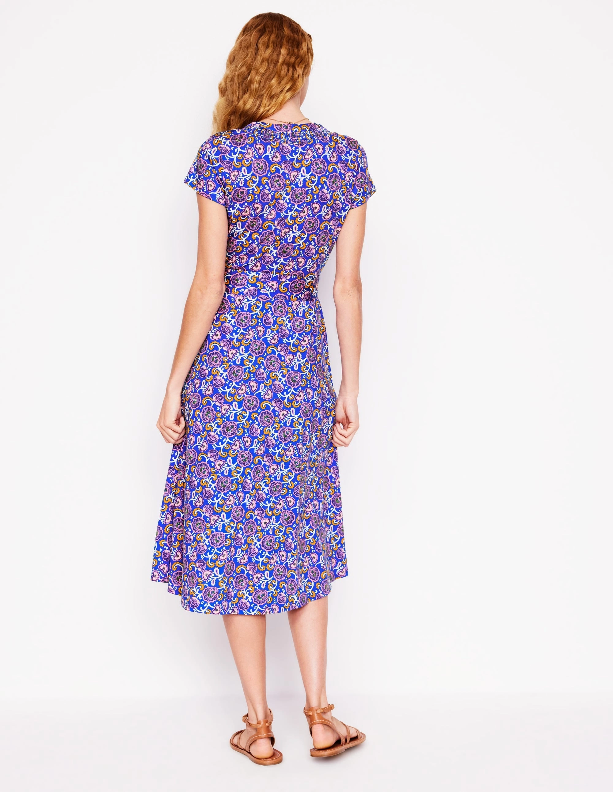 Form Fit warm tones Sara Jersey Shirt Dress-Gallery Blue, Garden Vine