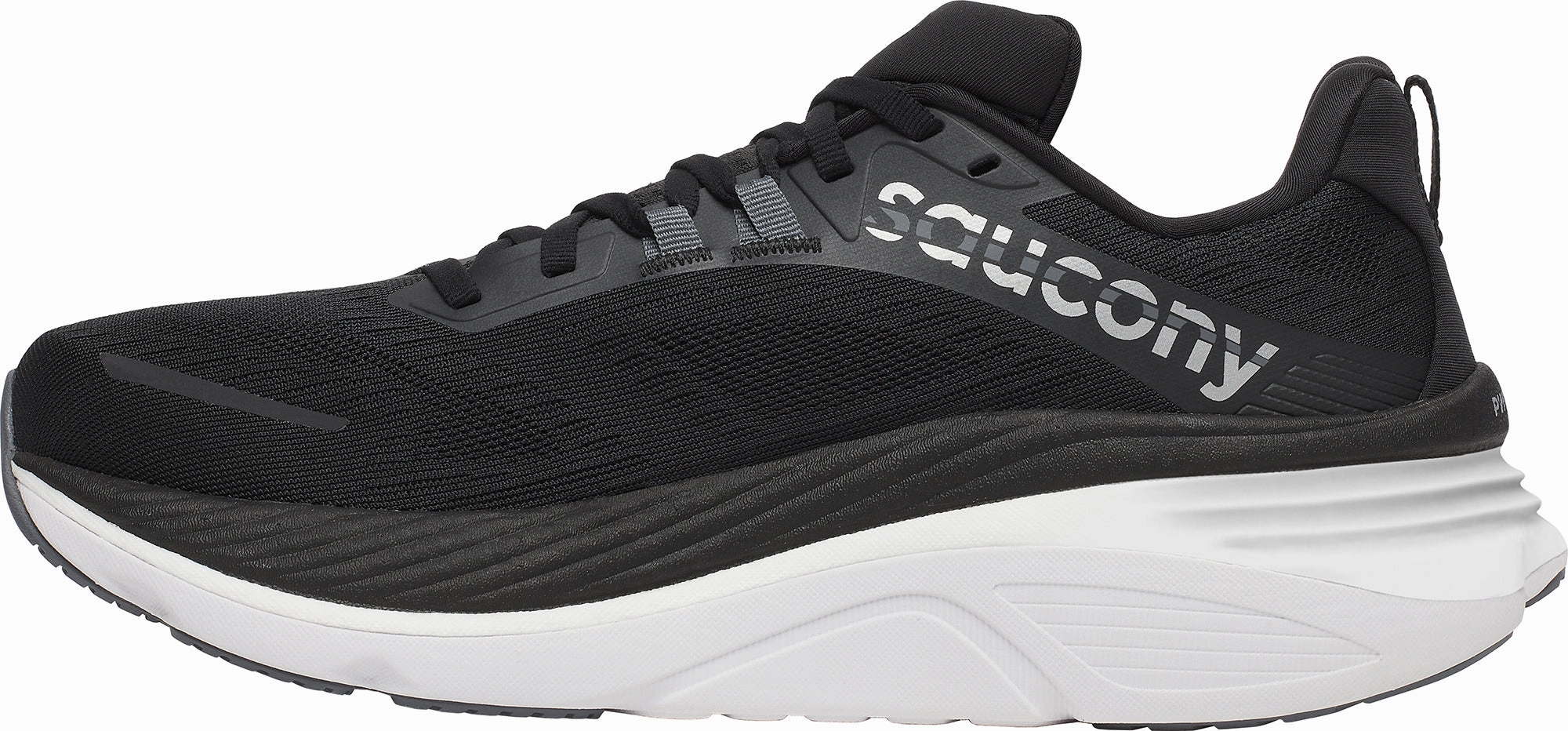 running in a salt flat area shoes Saucony Hurricane 24 Mens Running Shoes - Black