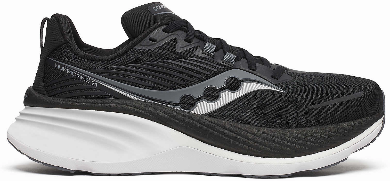 pre - made running shoes Saucony Hurricane 24 Mens Running Shoes - Black