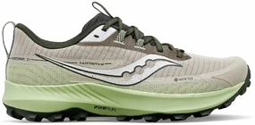 Saucony Peregrine 13 GORE-TEX Mens Trail Running Shoes - Brown loose - fit logo - laced shoes