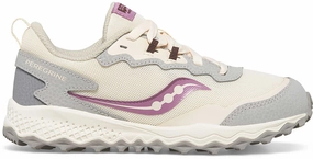 retirement - themed running shoes Hyperbolic Midsole Sculpting Saucony Peregrine KDZ Junior Trail Running Shoes - Cream