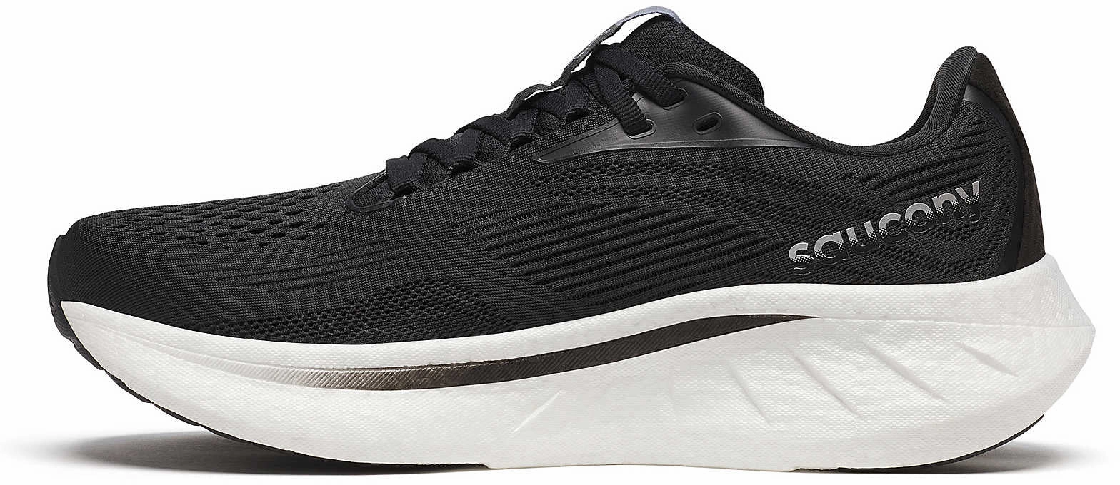 Sustainable Saucony Ride 18 WIDE FIT Womens Running Shoes - Black