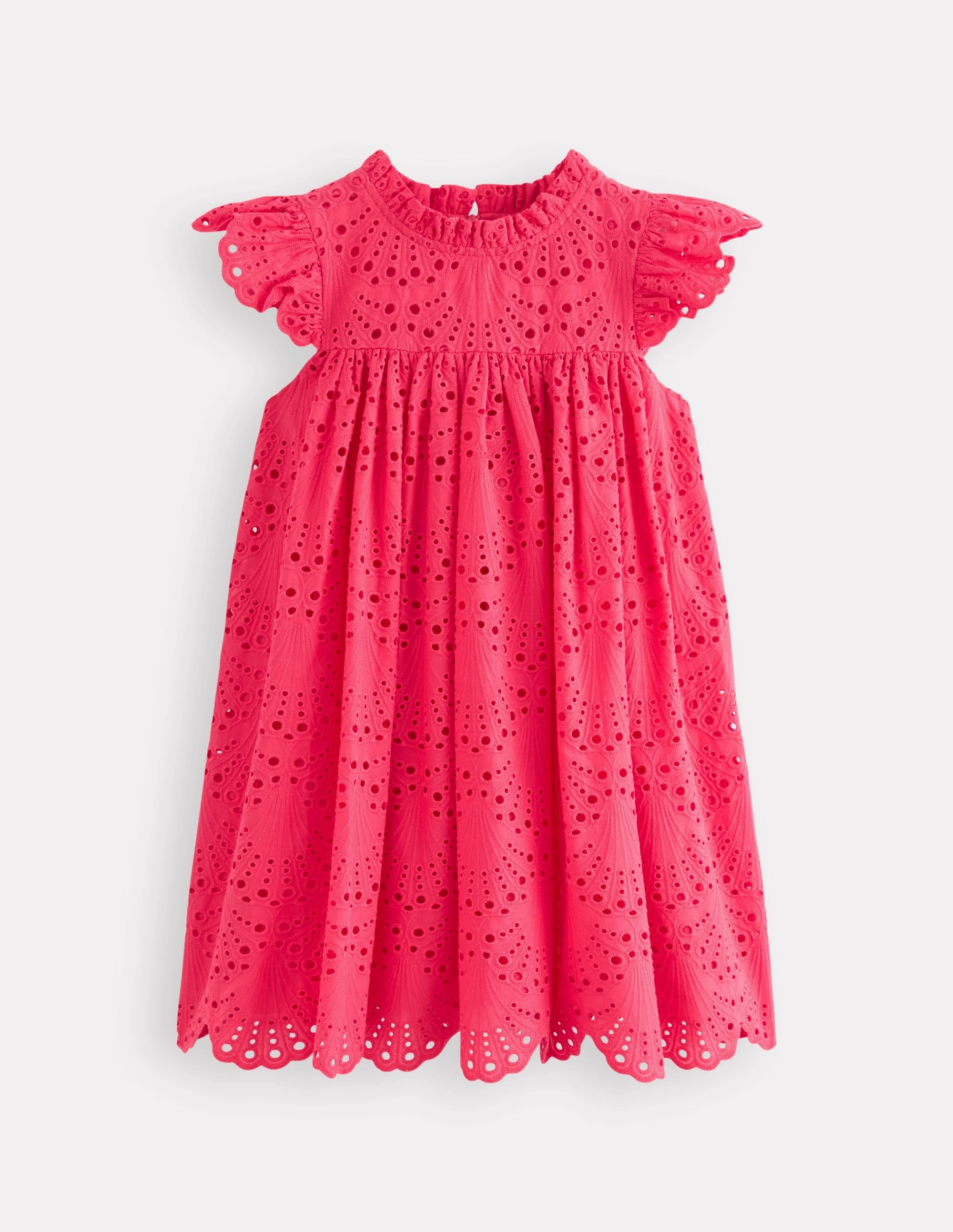Smooth silhouette Smart And Comfortable Scallop Broderie Dress-Camelia Pink