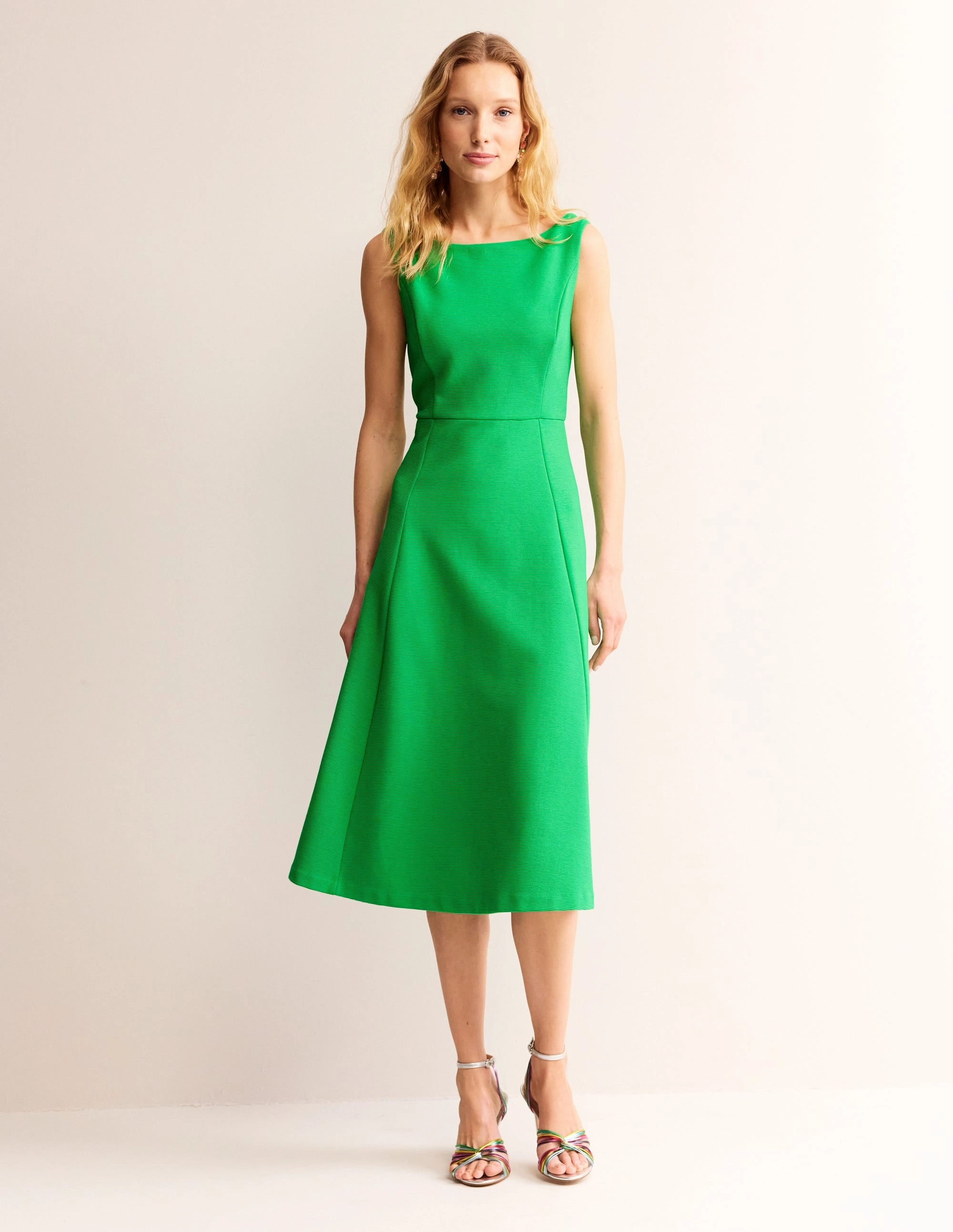 Scarlet Ottoman Ponte Dress-Bright Green Sleek and Sleek