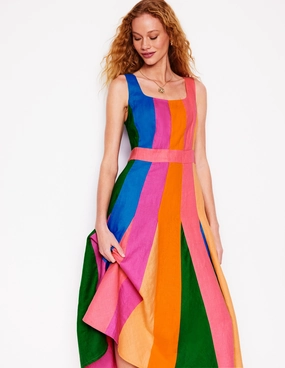 Seam Detail Fit & Flare Dress-Multi Colourblock Theater-Night Work Look