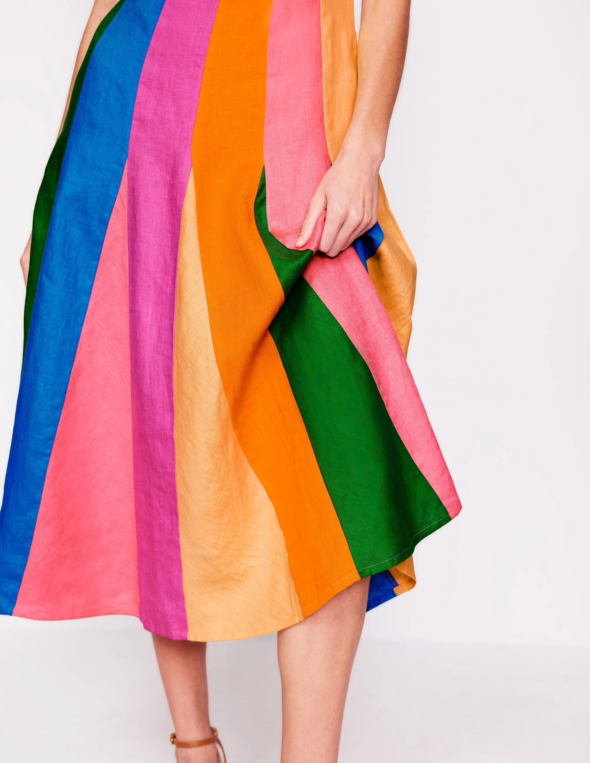 Soft Detail Seam Detail Fit & Flare Dress-Multi Colourblock