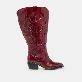 Subtle design MIRLA EXTRA WIDE CALF BOOTS OXBLOOD LEATHER