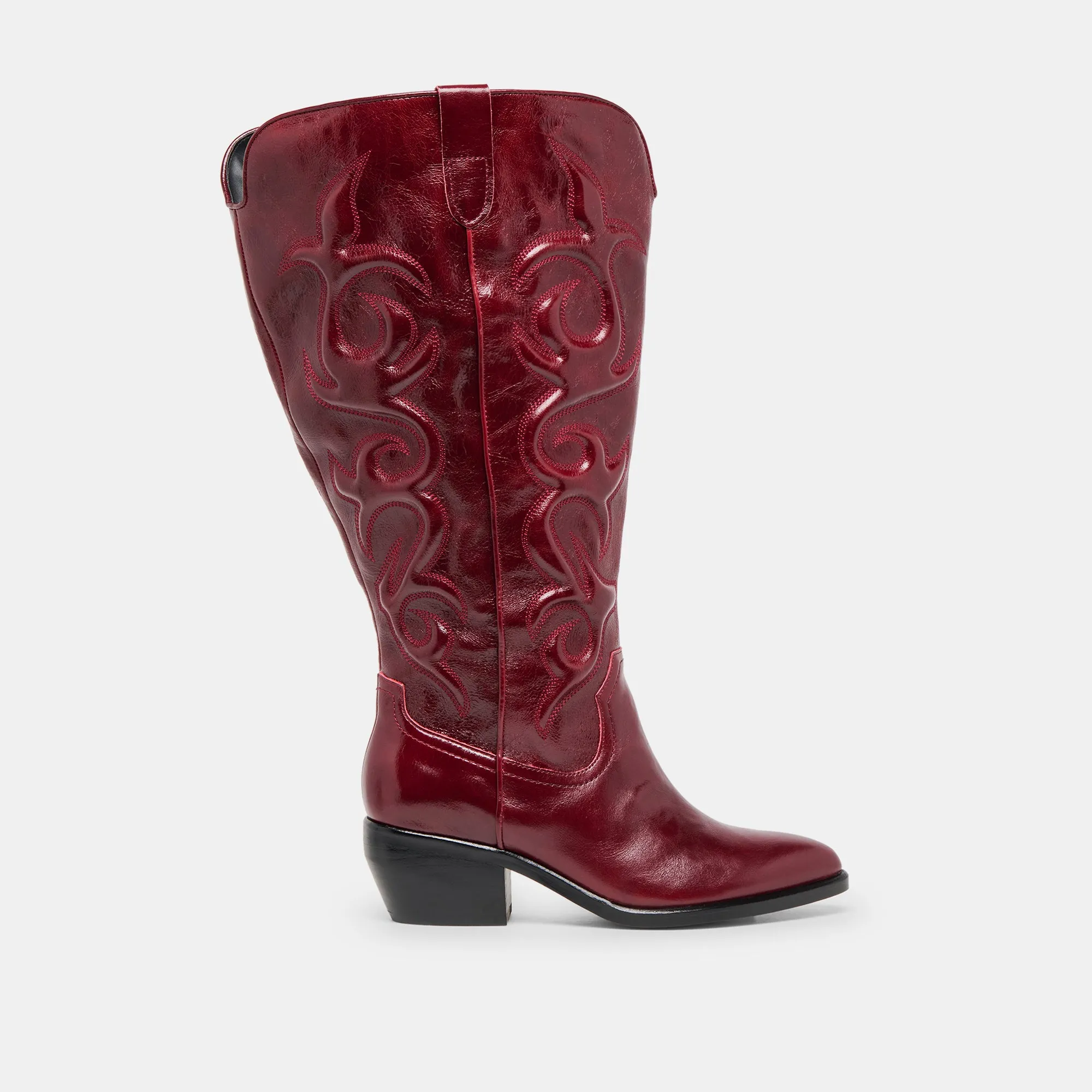 Subtle design MIRLA EXTRA WIDE CALF BOOTS OXBLOOD LEATHER