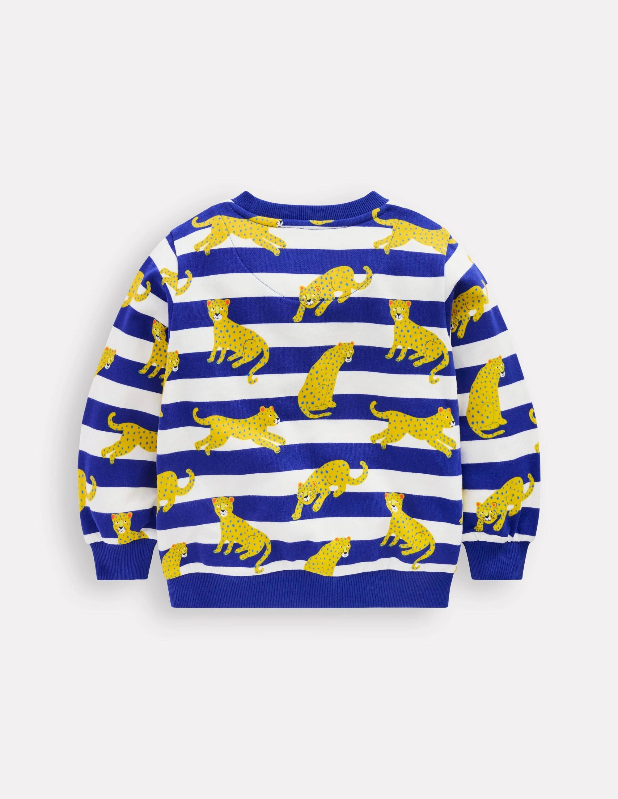 Comfy Design Wear Printed Sweatshirt-Bright Blue Leopard Stripe