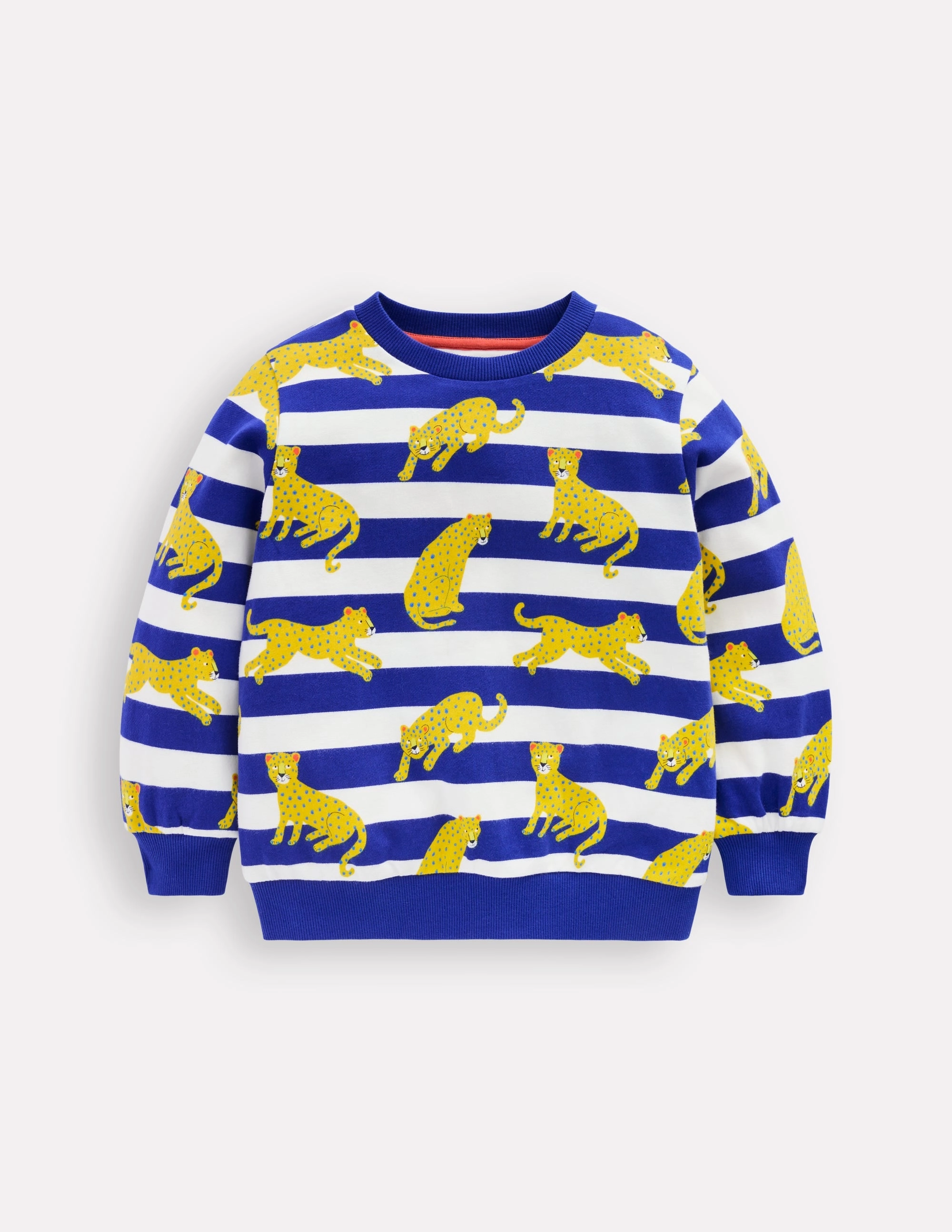 Printed Sweatshirt-Bright Blue Leopard Stripe Tear Resistant