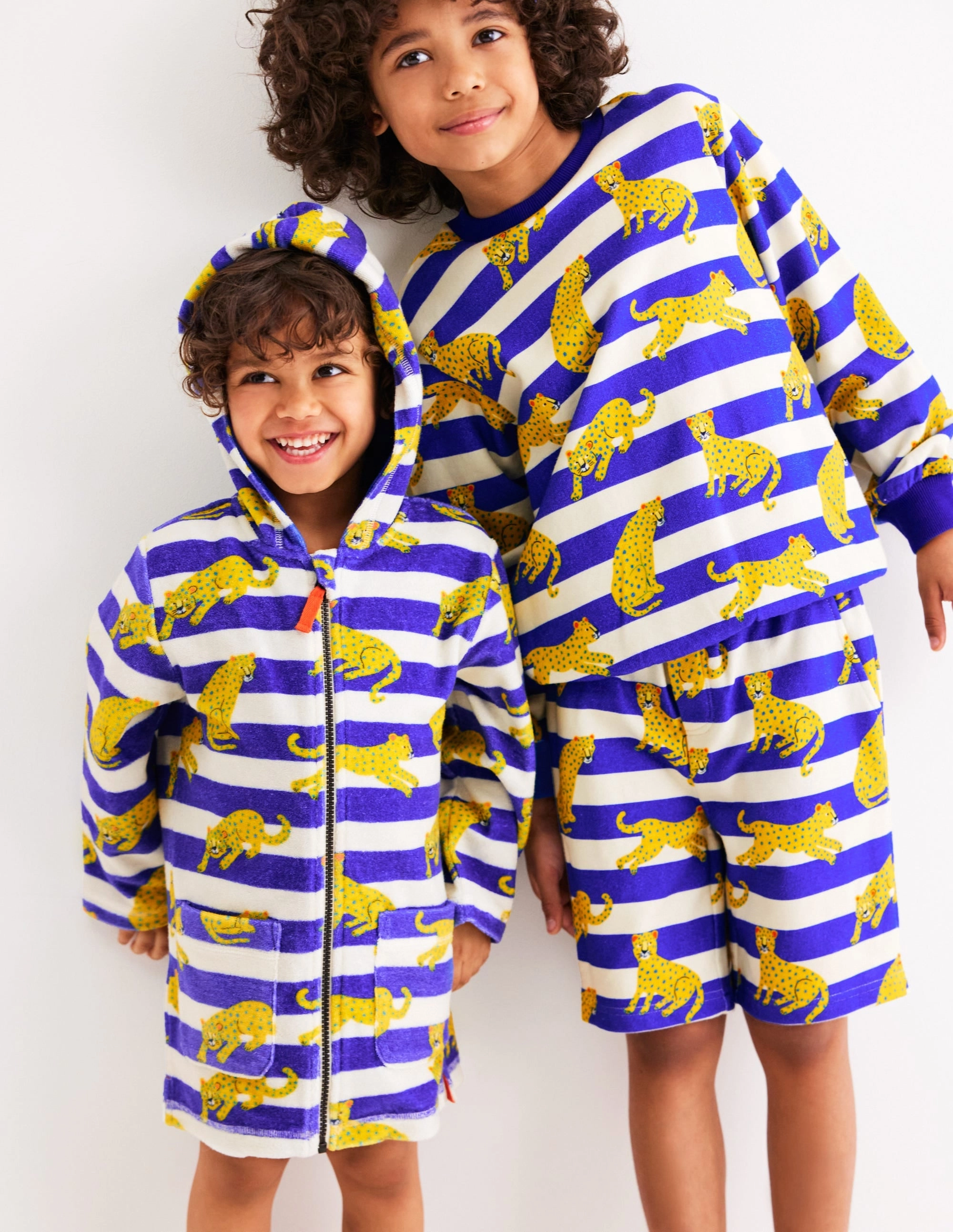 Sophisticated Casual ColorfastFabricTech Printed Sweatshirt-Bright Blue Leopard Stripe