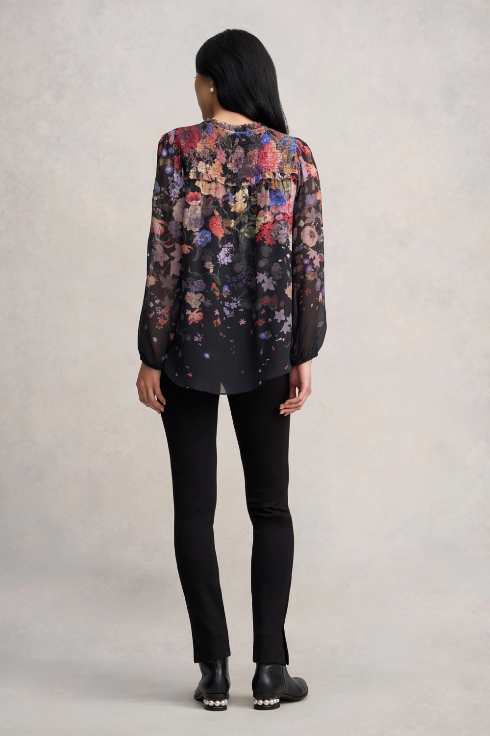 Viscose Georgette Printed Blouse - Midnight Floral Stain Repellent Coating