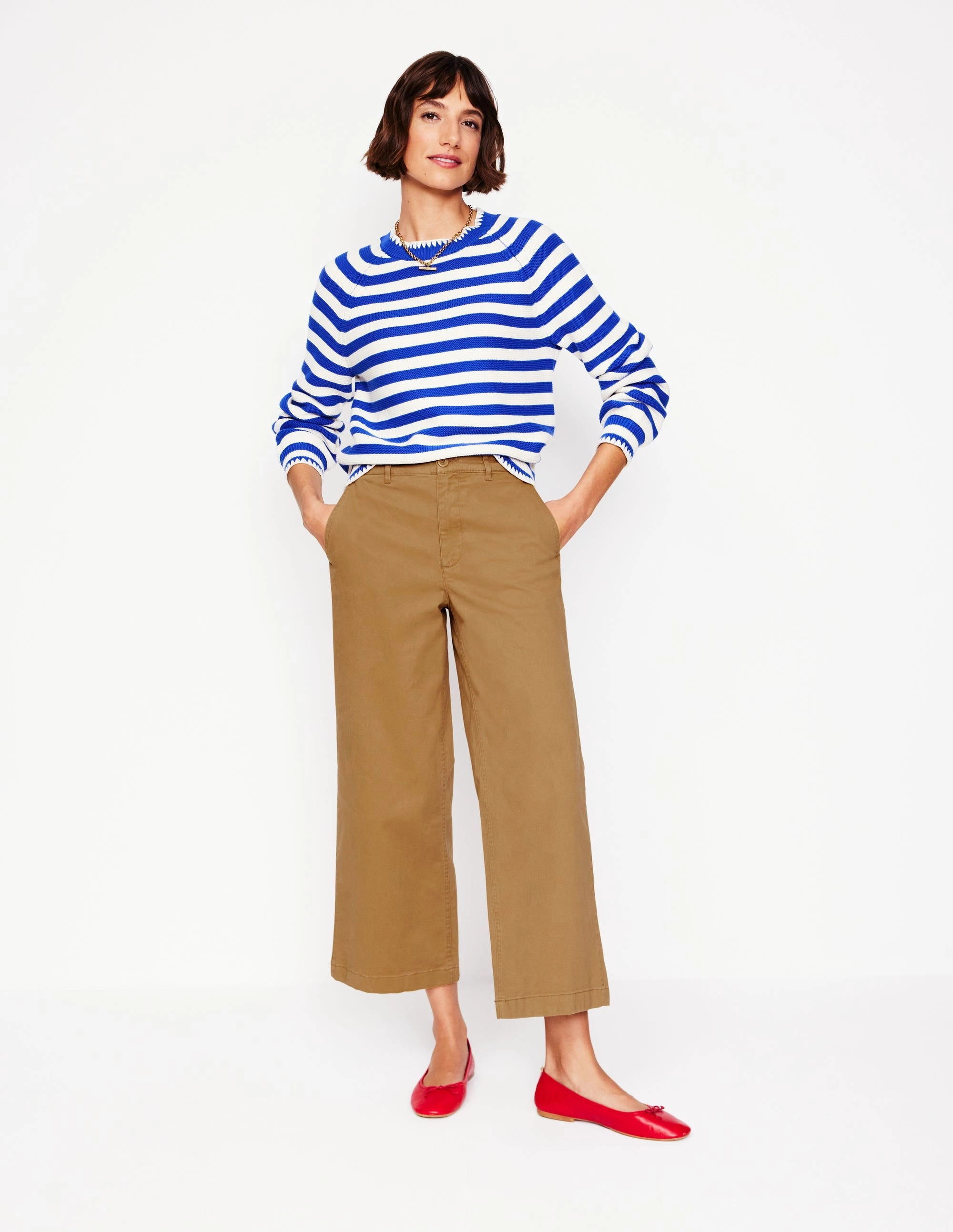 Comfy Look Barnsbury Crop Chino Trousers-Hazelnut Brown