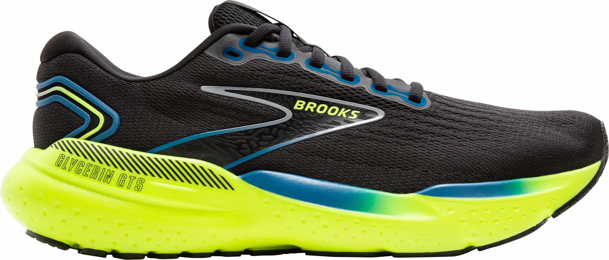 Contoured Footbridge Brooks Glycerin GTS 21 Mens Running Shoes - Black