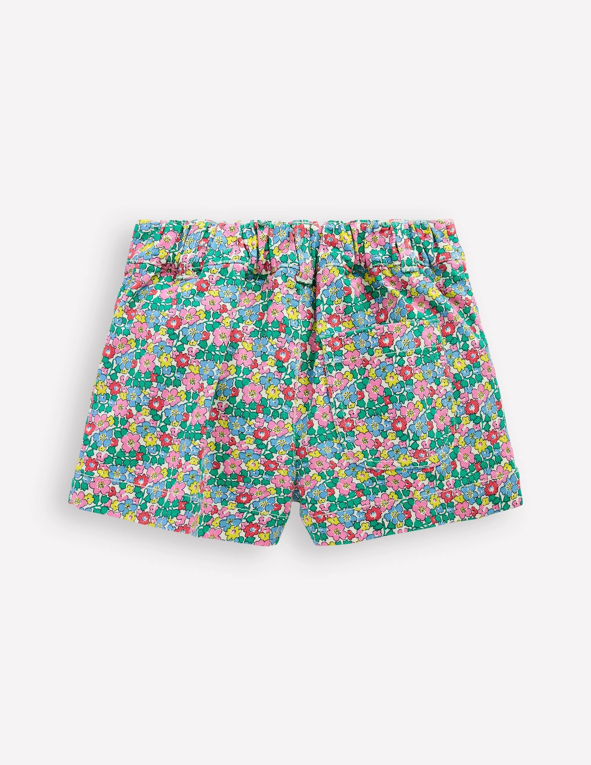 Patch Pocket Shorts-Multi Flowerbed stretchy design