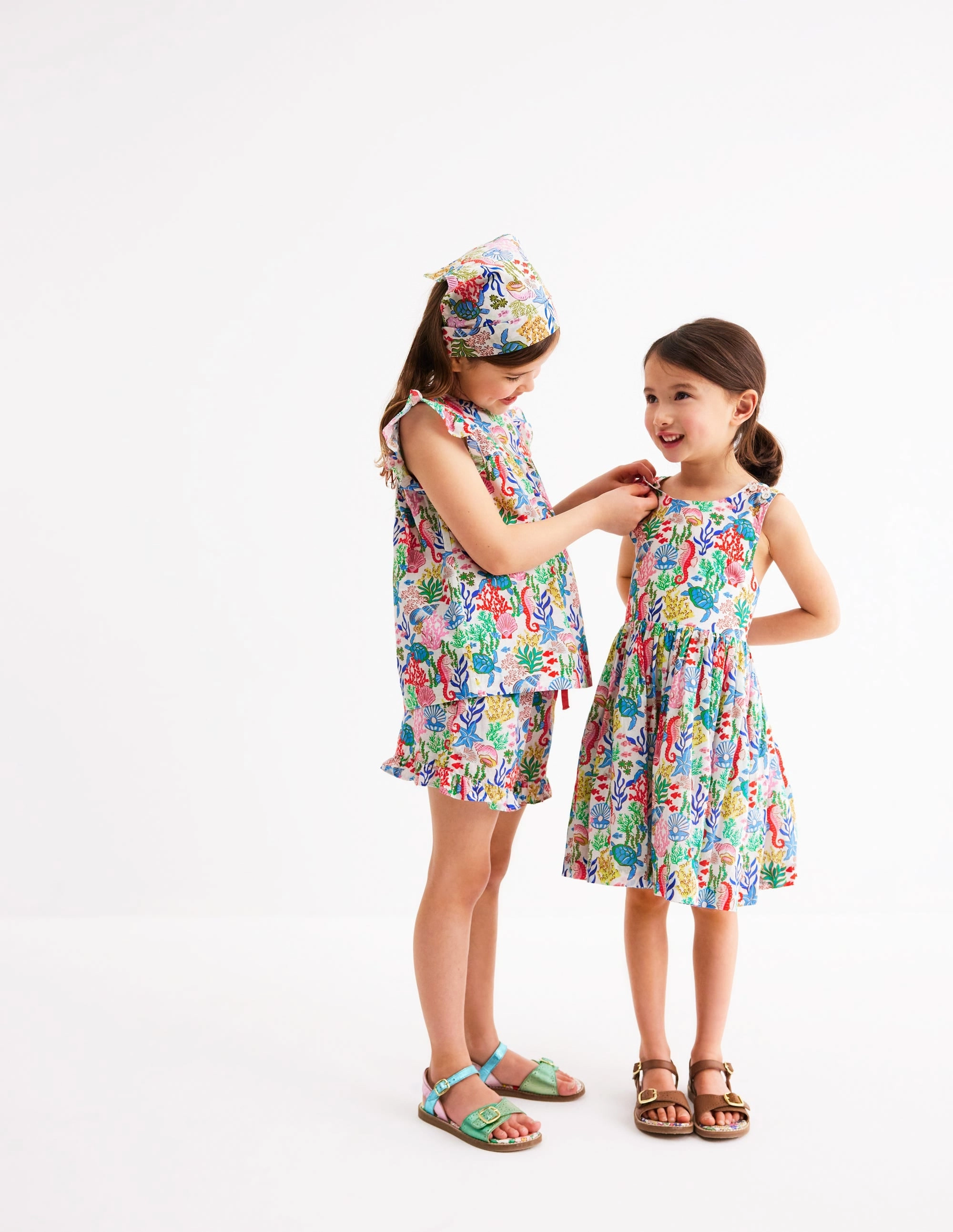 Harper Cross-Back Dress-Multi Coral Cove Minimal Tone