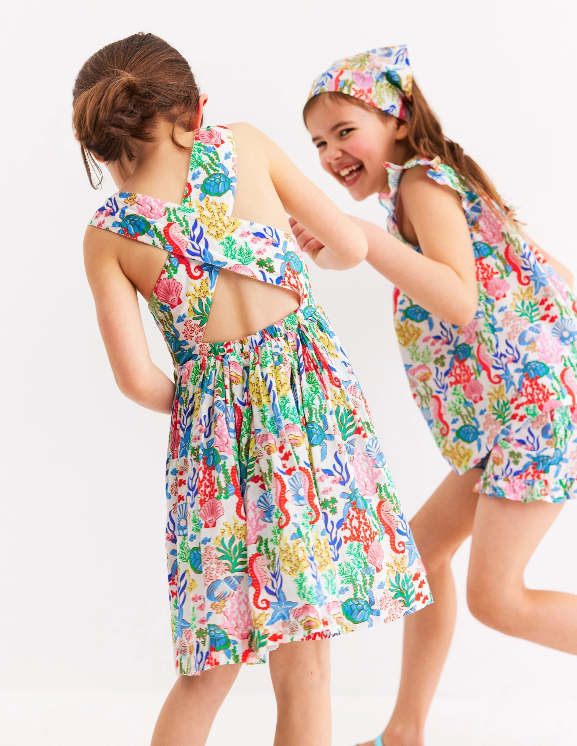 Classic Comfort Harper Cross-Back Dress-Multi Coral Cove