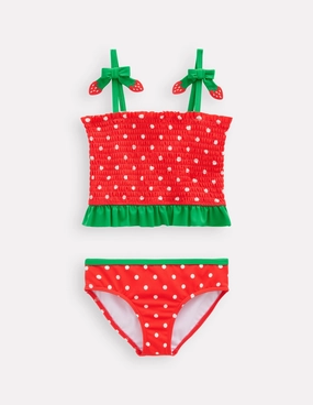 Smocked Tankini Set-Jam Red Strawberry Outdoor Activity