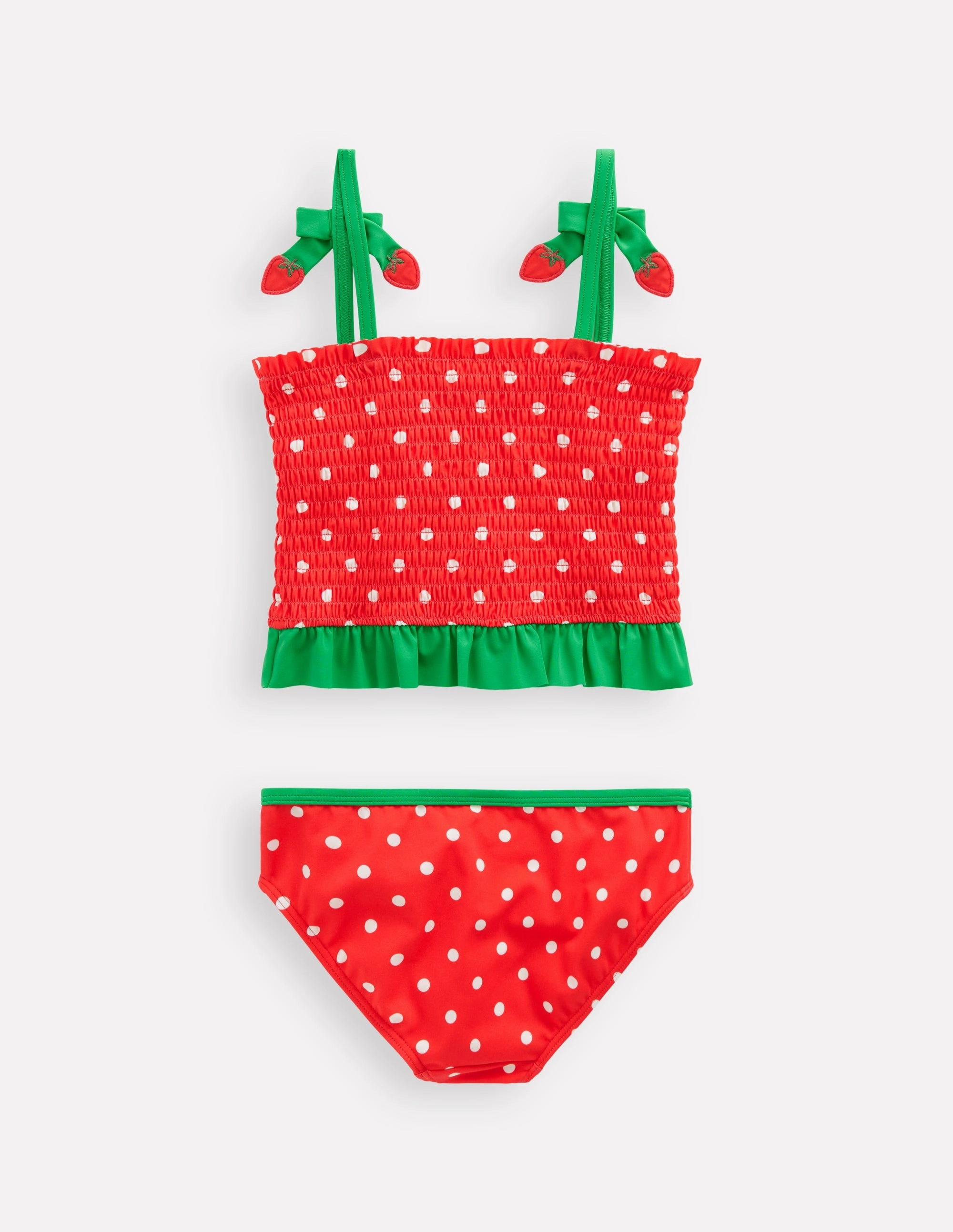 Effortless Style Quick Release Buckles Smocked Tankini Set-Jam Red Strawberry