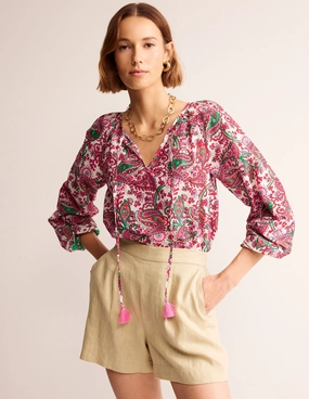 Serena Cotton Blouse-Multi, Fantastical BreathableMeshLining