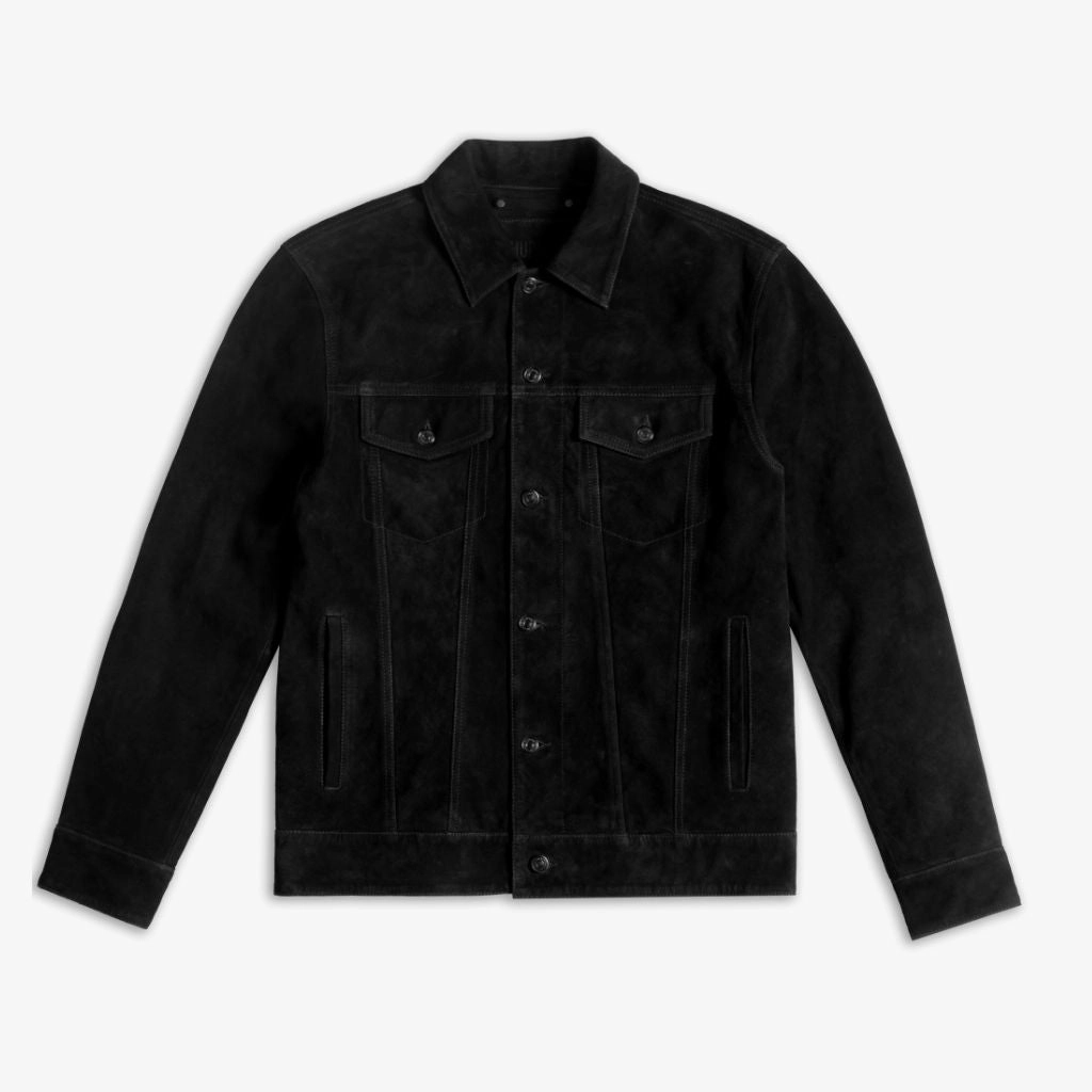Convertible Design Friendship Suede Trucker Jacket | Black