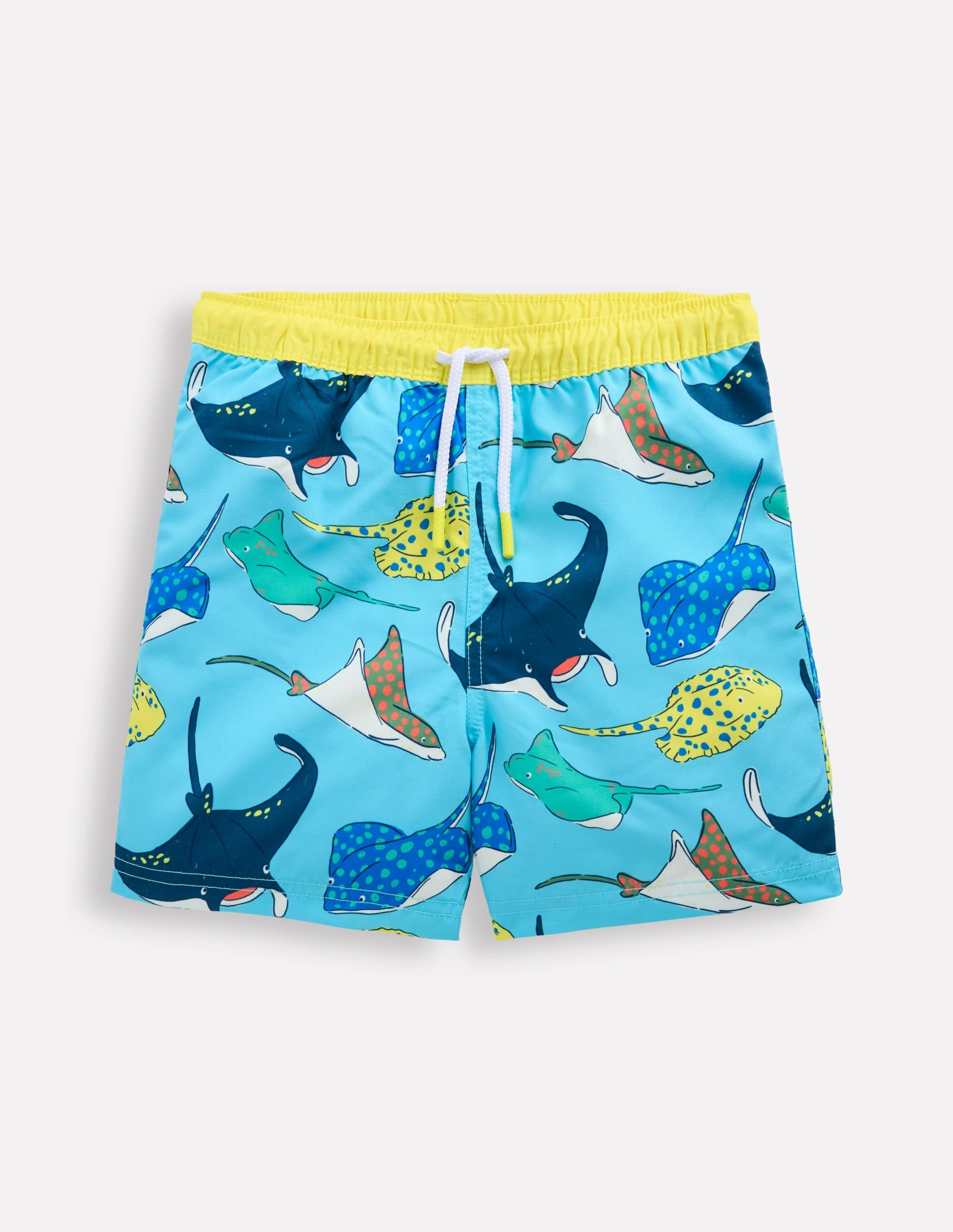Sandproof Inner Layer Swim Shorts-Caribbean Blue Rays