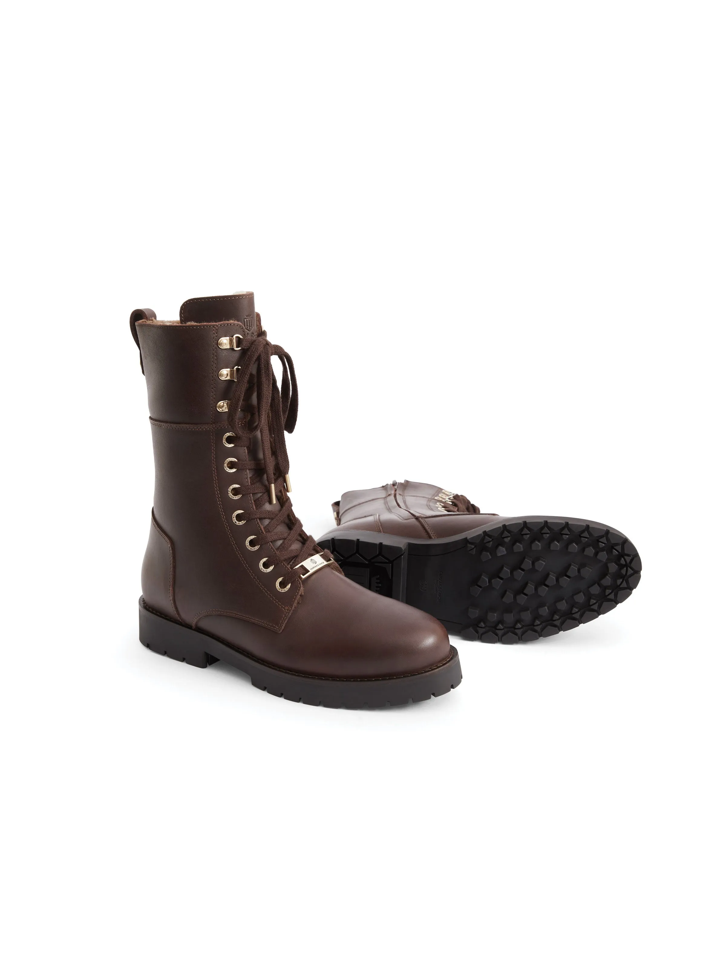 Neutral Build Shearling Lined Anglesey - Mahogany Leather